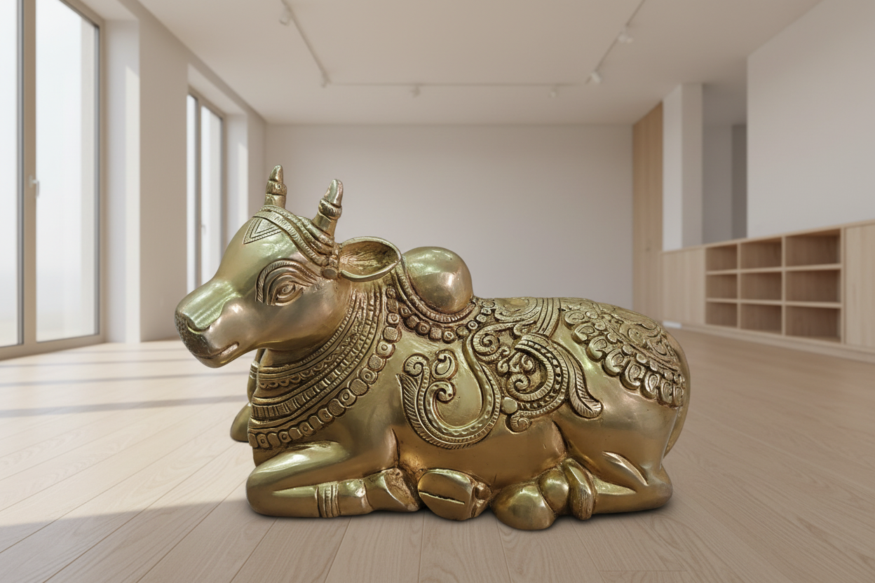 Pure Brass Nandi Idol for Vastu Shastra