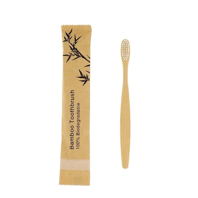 50/100Pcs Bamboo Children's Soft Bristled Toothbrush is Naturally Biodegradable And Reduces Plastic Waste,Making It Very Suitabl