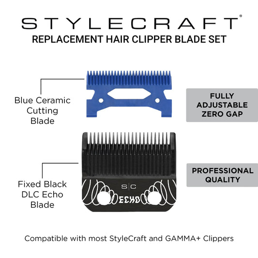 Stylecraft Echo Fixed Echo Blade +New Blue Ceramic Deep Tooth Cutting Blade Set