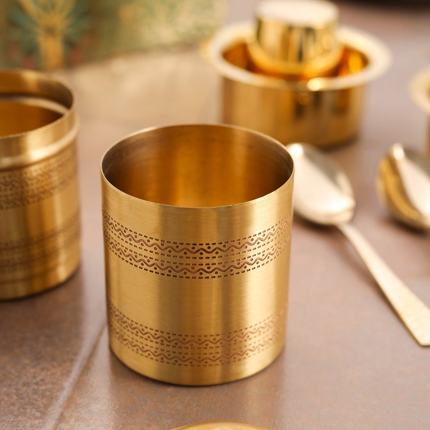 Premium Brass Coffee Maker & Davara Set – Luxury Gift & Corporate Hamper – Image 12