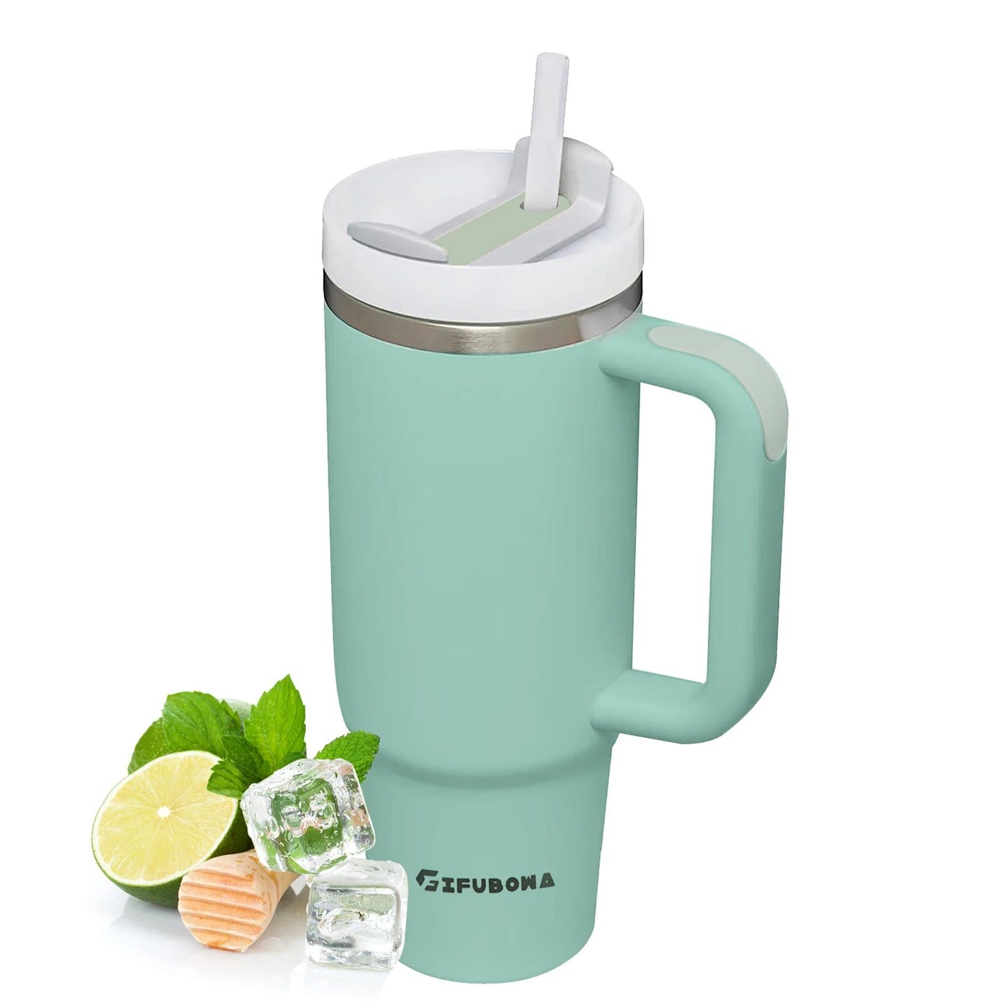 40oz Stainless Steel Insulated Water Bottle with Straw & Handle – Vacuum Flask Travel Coffee Tumbler, Hot & Cold Thermal Mug (1200ml)