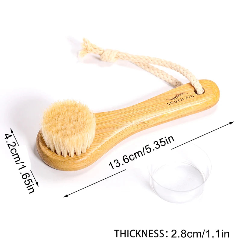 Premium Bamboo Facial Cleansing Brush – Soft Natural Horsehair for Deep Skin Cleaning & Massage