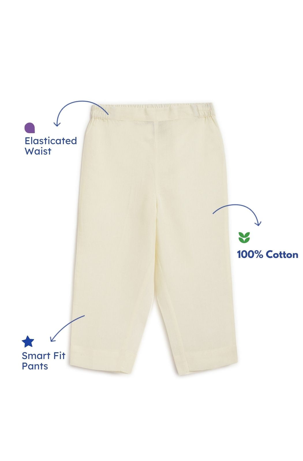 Solid Cotton Satin Pant - Cream