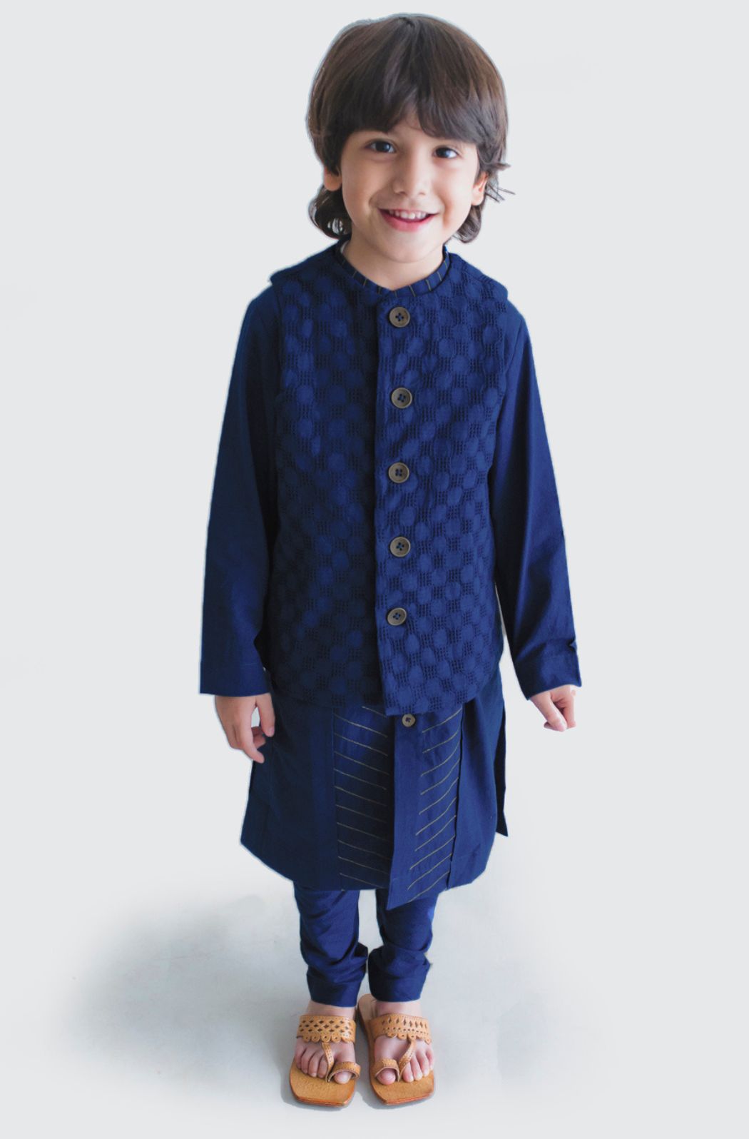 Jacquard Cotton Bundi - Navy
