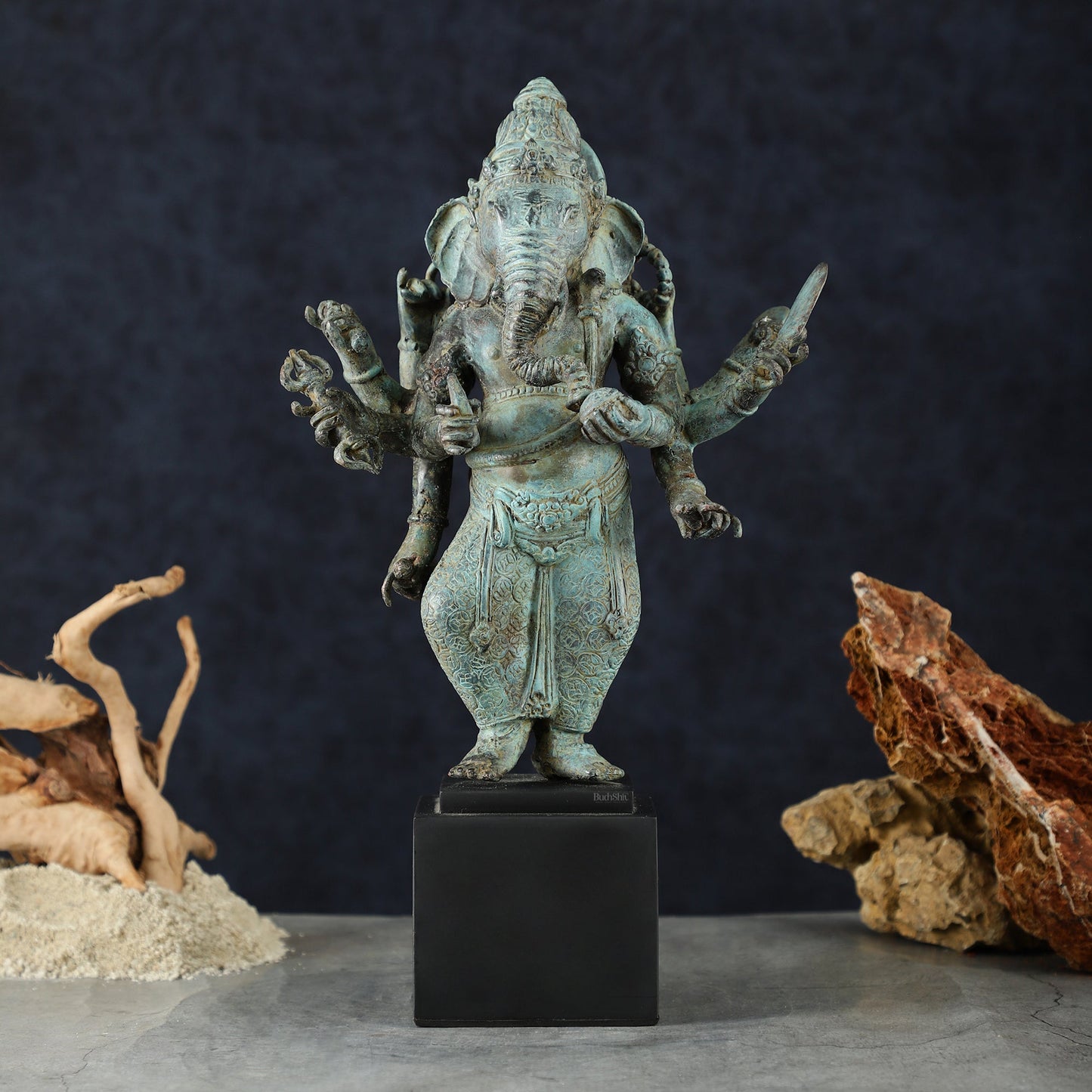 Balinese Bronze Standing Ganesha Sculpture – 15" Height, Lost Wax Casting | 100% Certified Copper & Brass - Sama Homes Idol - Brass Sculpture