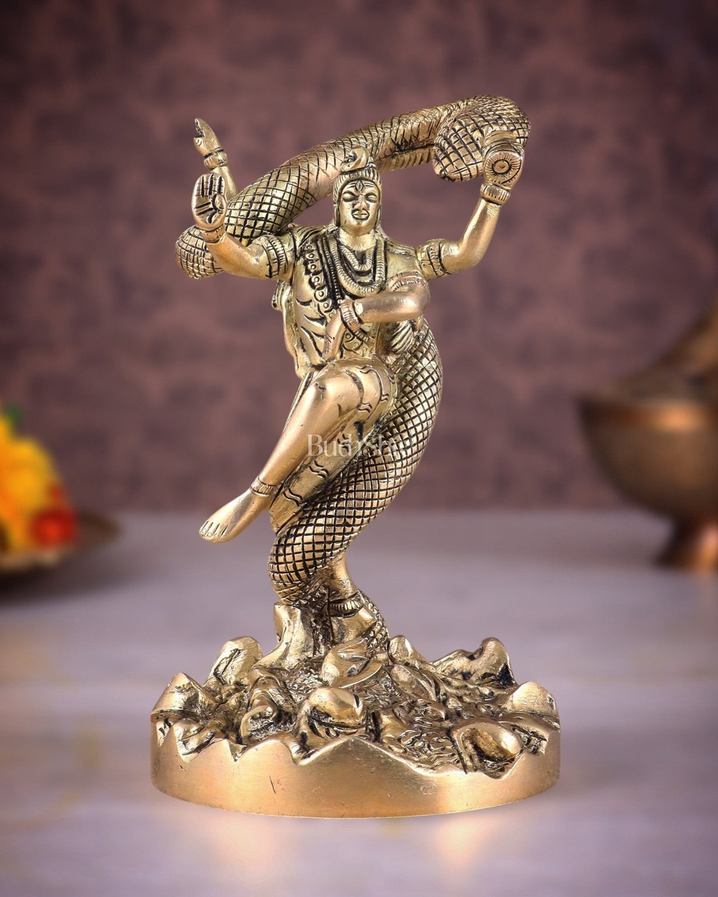 Brass Dancing Shiva idol - Excellent Statue 6" | 100% Certified Copper & Brass - Sama Homes Idol - Brass Sculpture