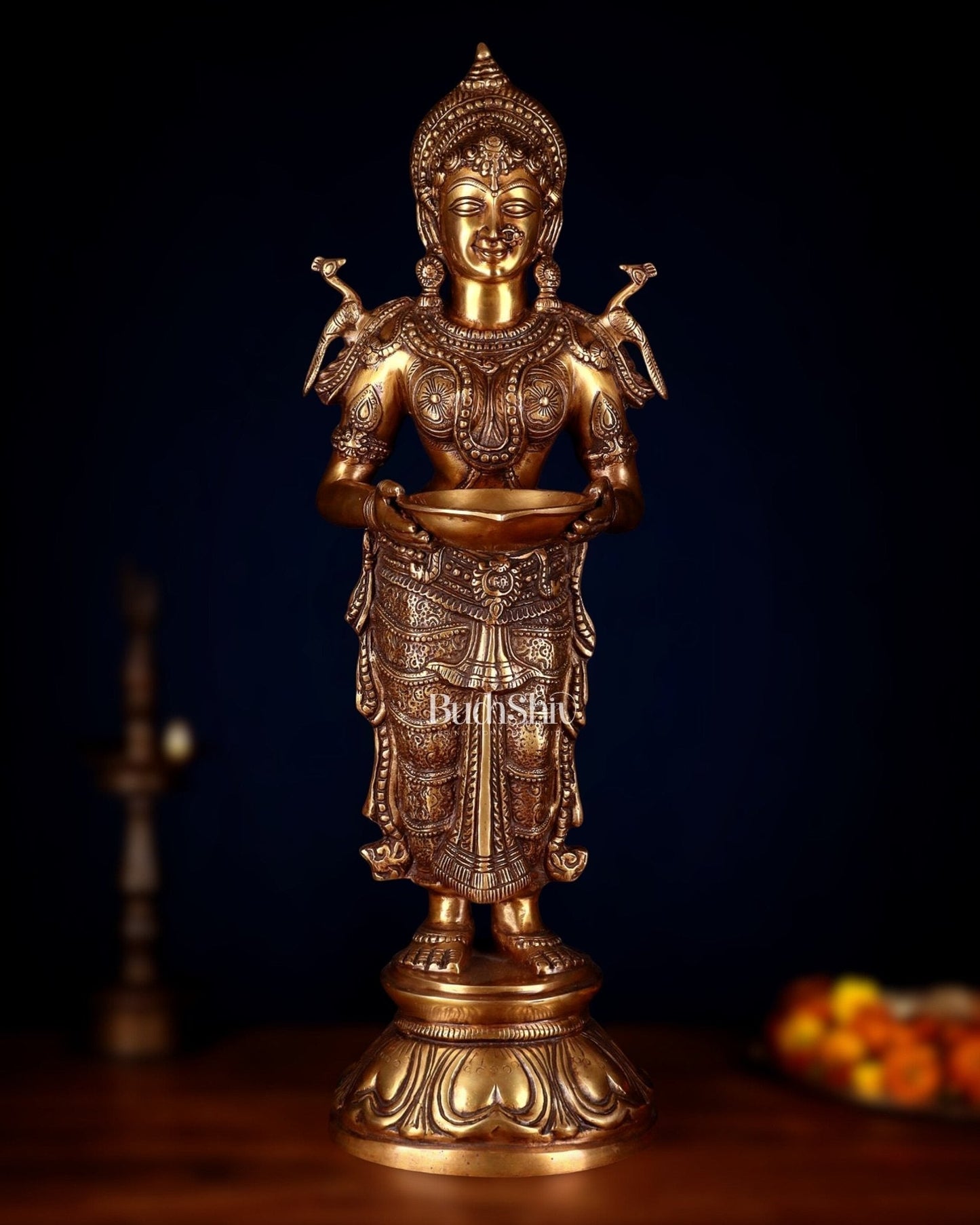 Brass Deep Lakshmi Pavaai Vilakku 30" | 100% Certified Copper & Brass - Sama Homes Idol - Brass Sculpture