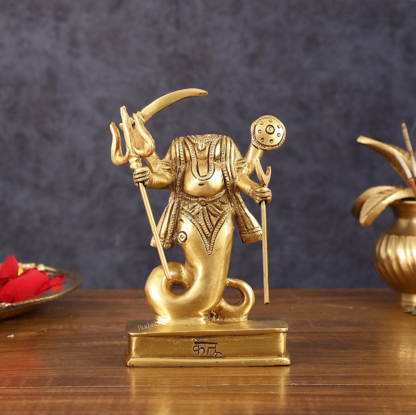 Brass Ketu Graha Idol (South Node of the Moon) for Pooja & Vastu - 5.5 Inch Height | 100% Certified Copper & Brass - Sama Homes Idol - Brass Sculpture