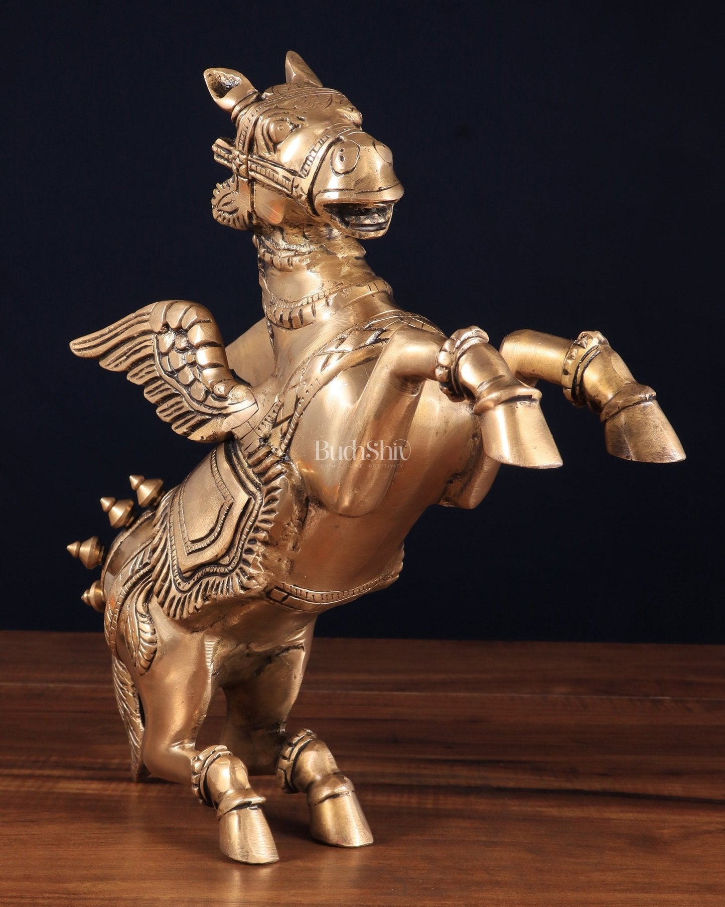 Brass large Flying Horse Pegasus Showpiece – 11.5" x 12" x 3.5" | Majestic Artistic Statue