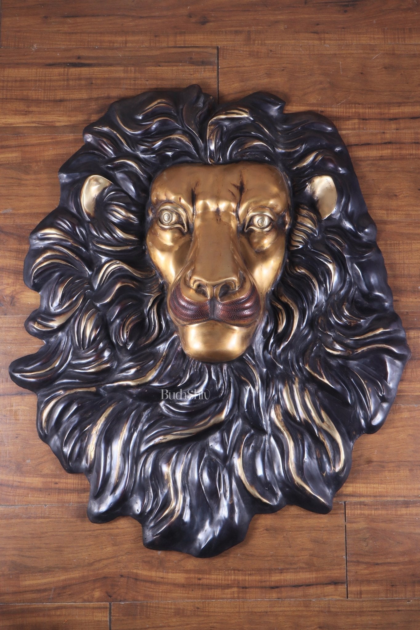 Brass Large Lion Face Wall Hanging Sculpture 40" – Sama Homes