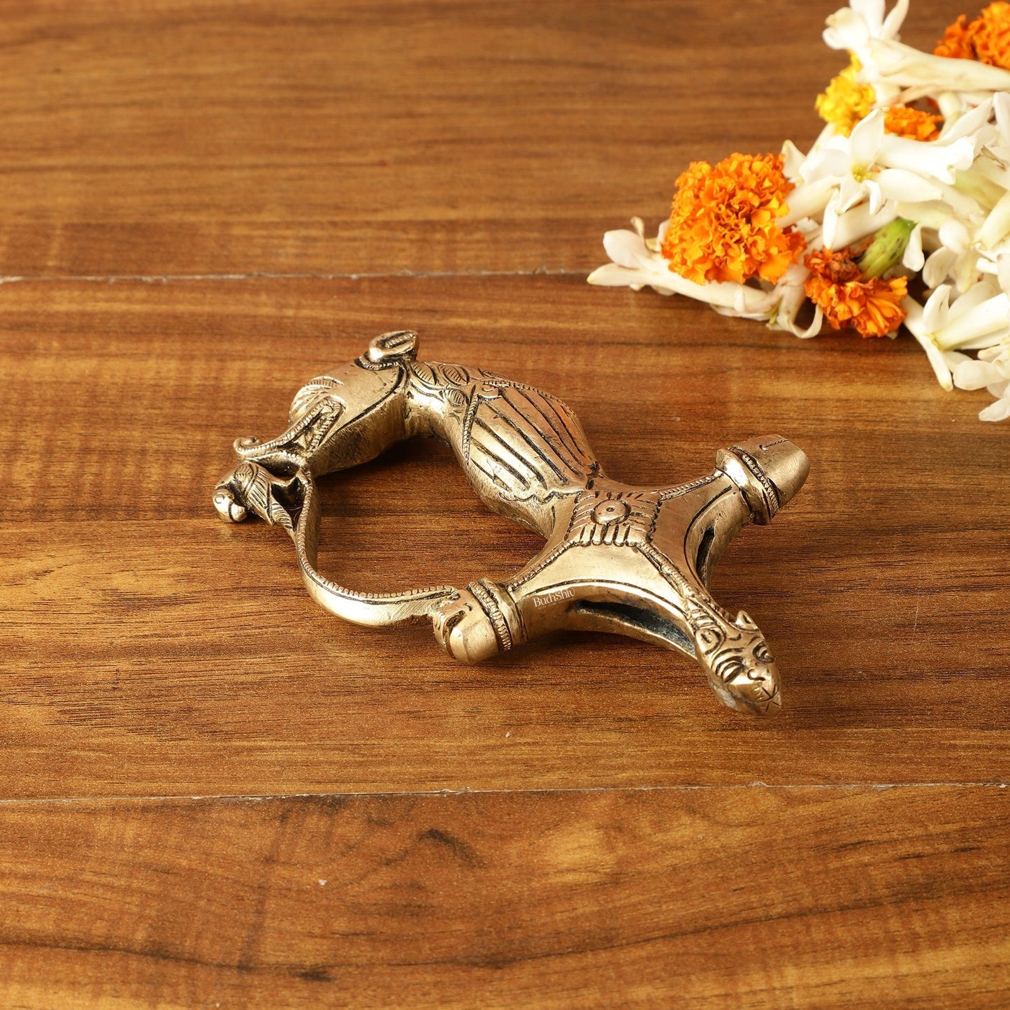 Brass Lion Sword Handle Talwar Handle | 6.5 Inch | 100% Certified Copper & Brass - Sama Homes Idol - Brass Sculpture