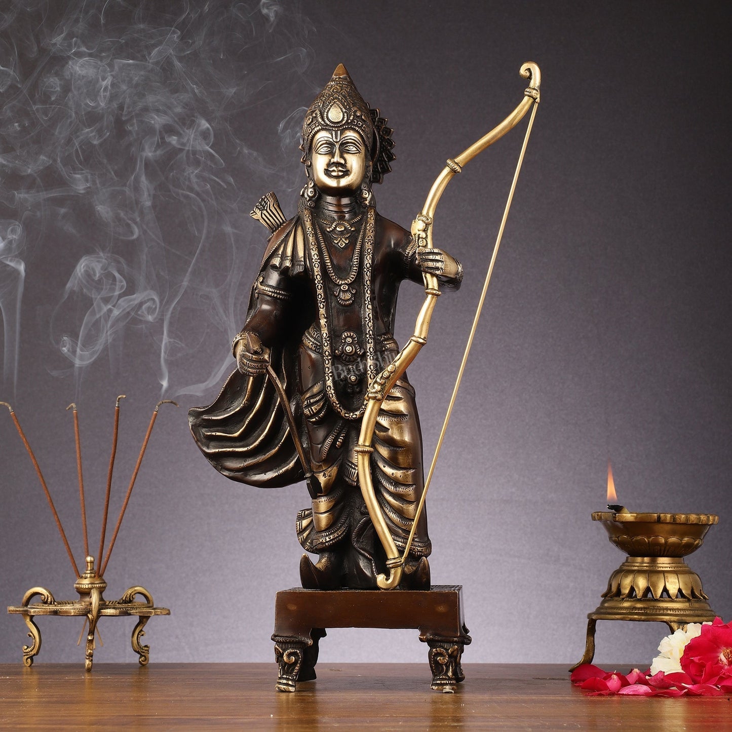 Brass Lord Rama Idol brown | 18" | 100% Certified Copper & Brass - Sama Homes Idol - Brass Sculpture