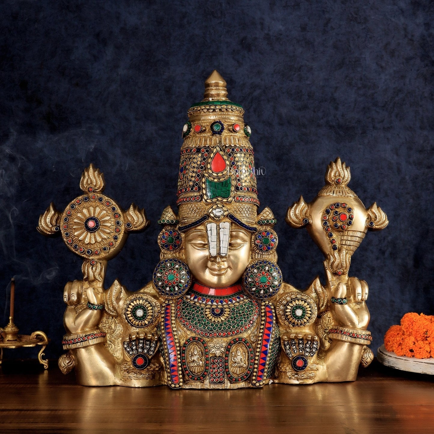 Brass Lord Venkateshwara Tirupati Balaji Face Wall Hanging 20" | 100% Certified Copper & Brass - Sama Homes Idol - Brass Sculpture