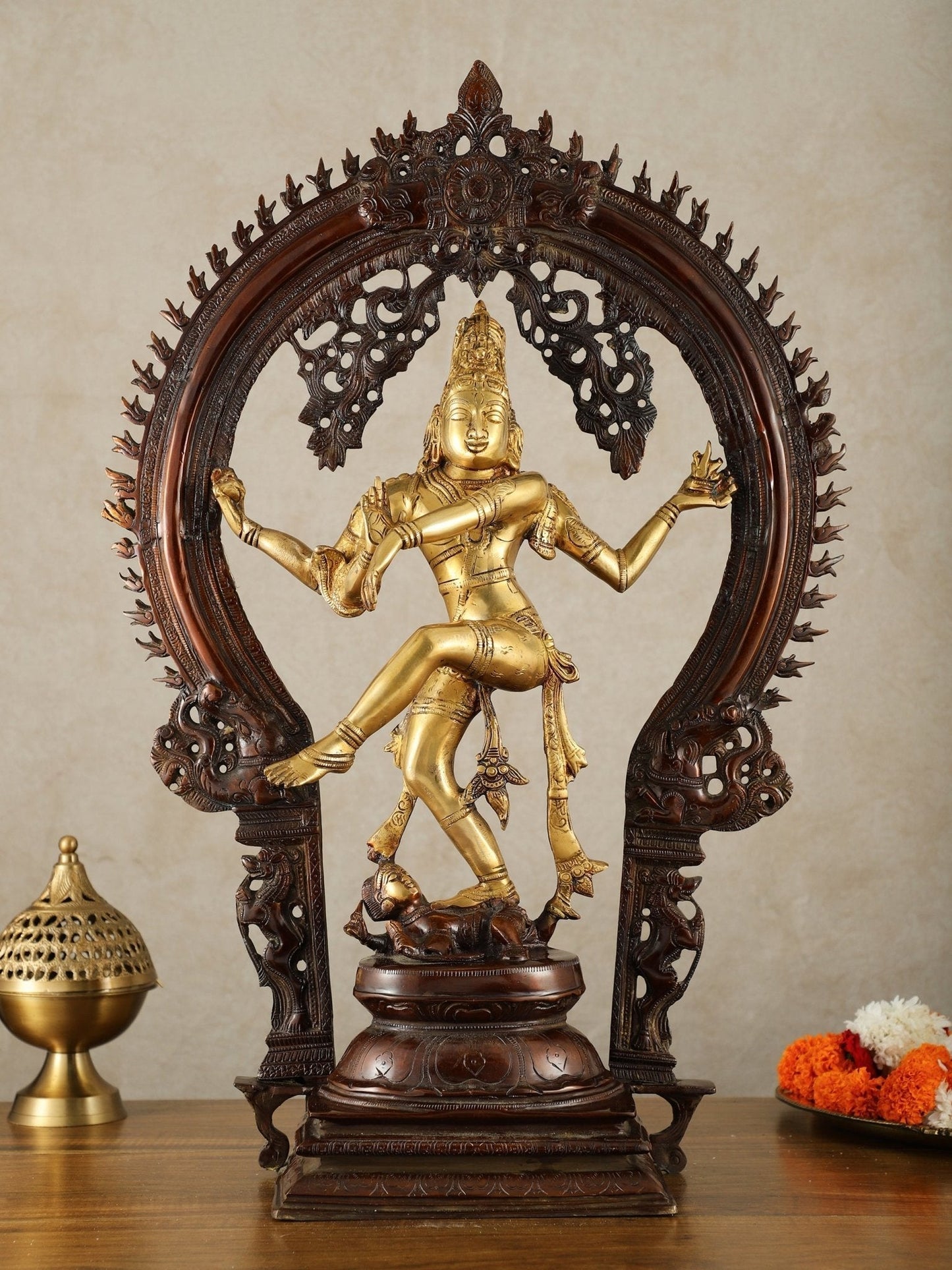 Brass Nataraja Statue - 26" Height dual tone | 100% Certified Copper & Brass - Sama Homes Idol - Brass Sculpture