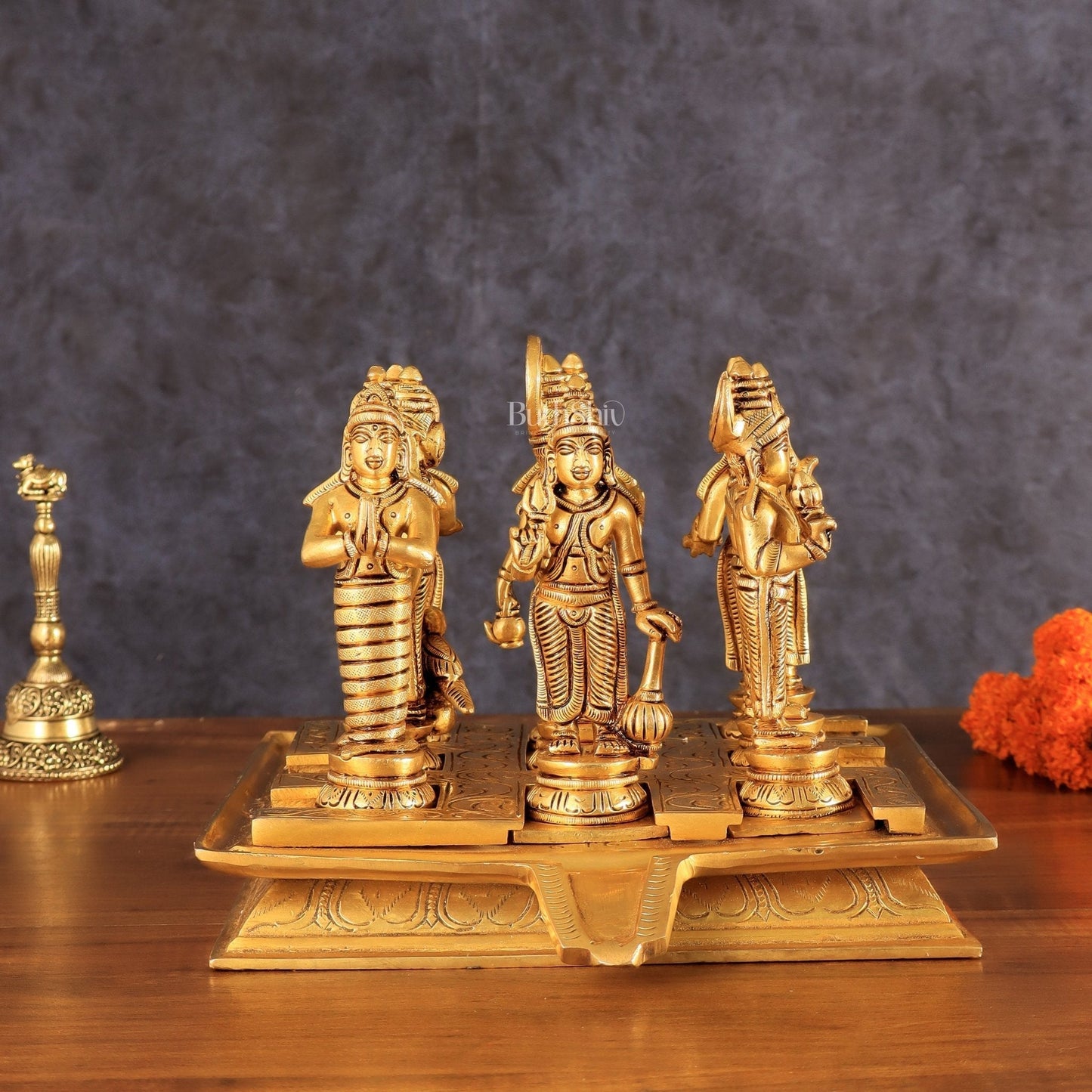 Brass Navagraha idols with abhishekam pita base 7" | 100% Certified Copper & Brass - Sama Homes Idol - Brass Sculpture