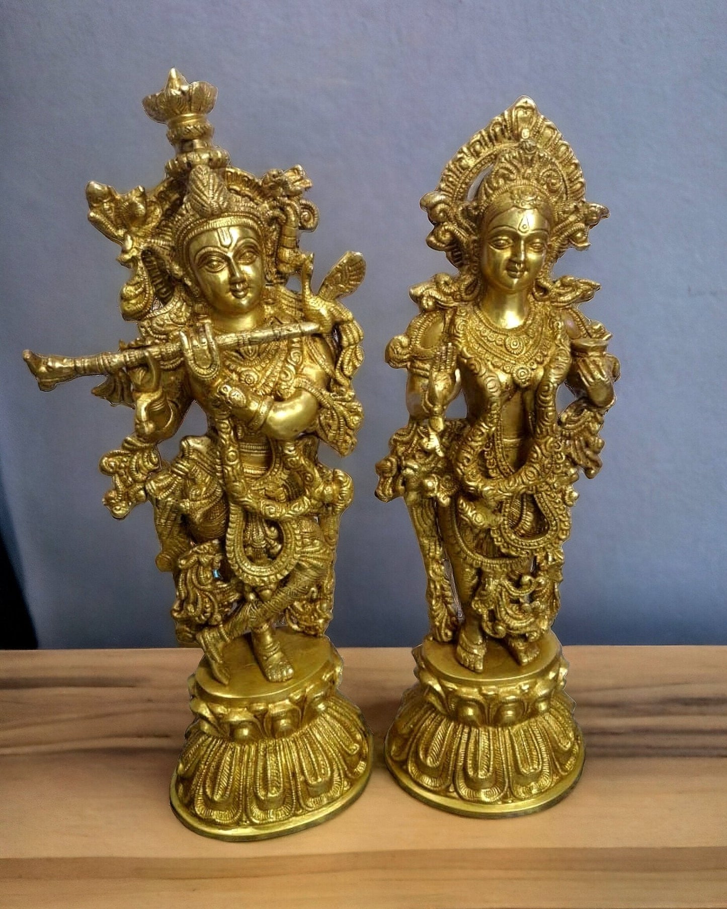 Brass Radha krishna idols 18 inch | 100% Certified Copper & Brass - Sama Homes Idol - Brass Sculpture
