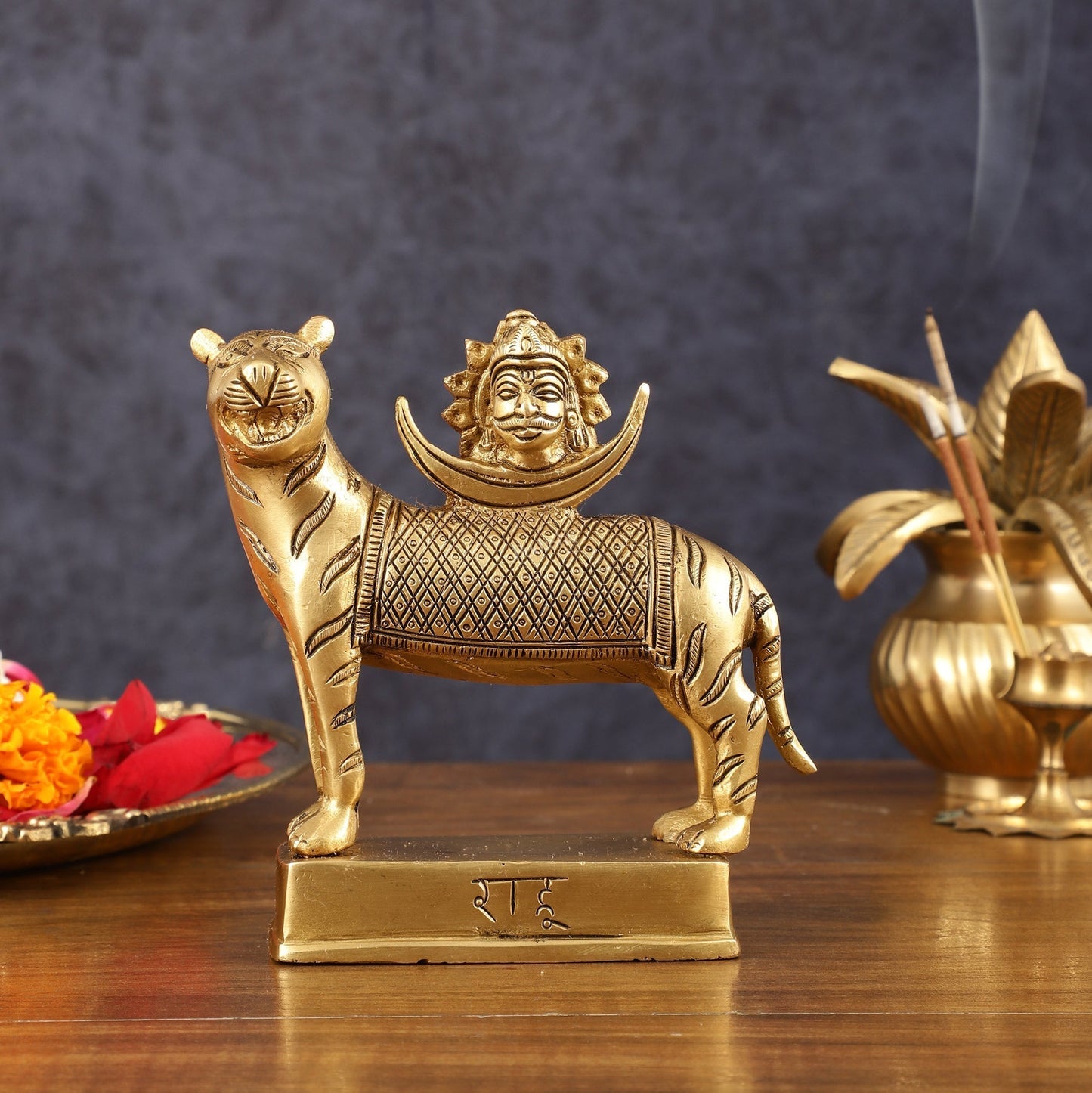 Brass Rahu Graha Bhayanka Idol (North Node of the Moon) for Pooja & Vastu - 5 Inch | 100% Certified Copper & Brass - Sama Homes Idol - Brass Sculpture