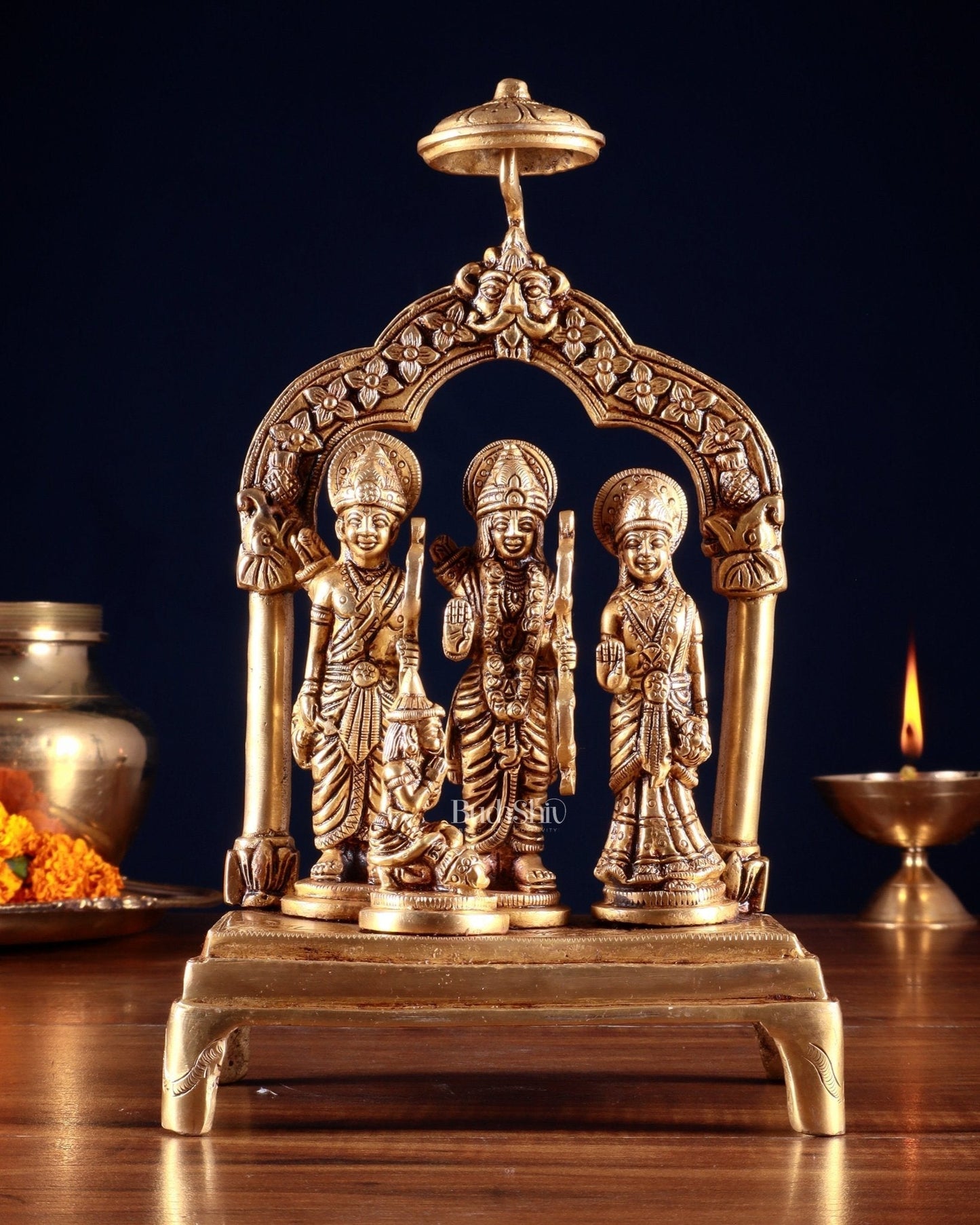 Brass Ram Darbar Idol set 9.5" | 100% Certified Copper & Brass - Sama Homes Idol - Brass Sculpture
