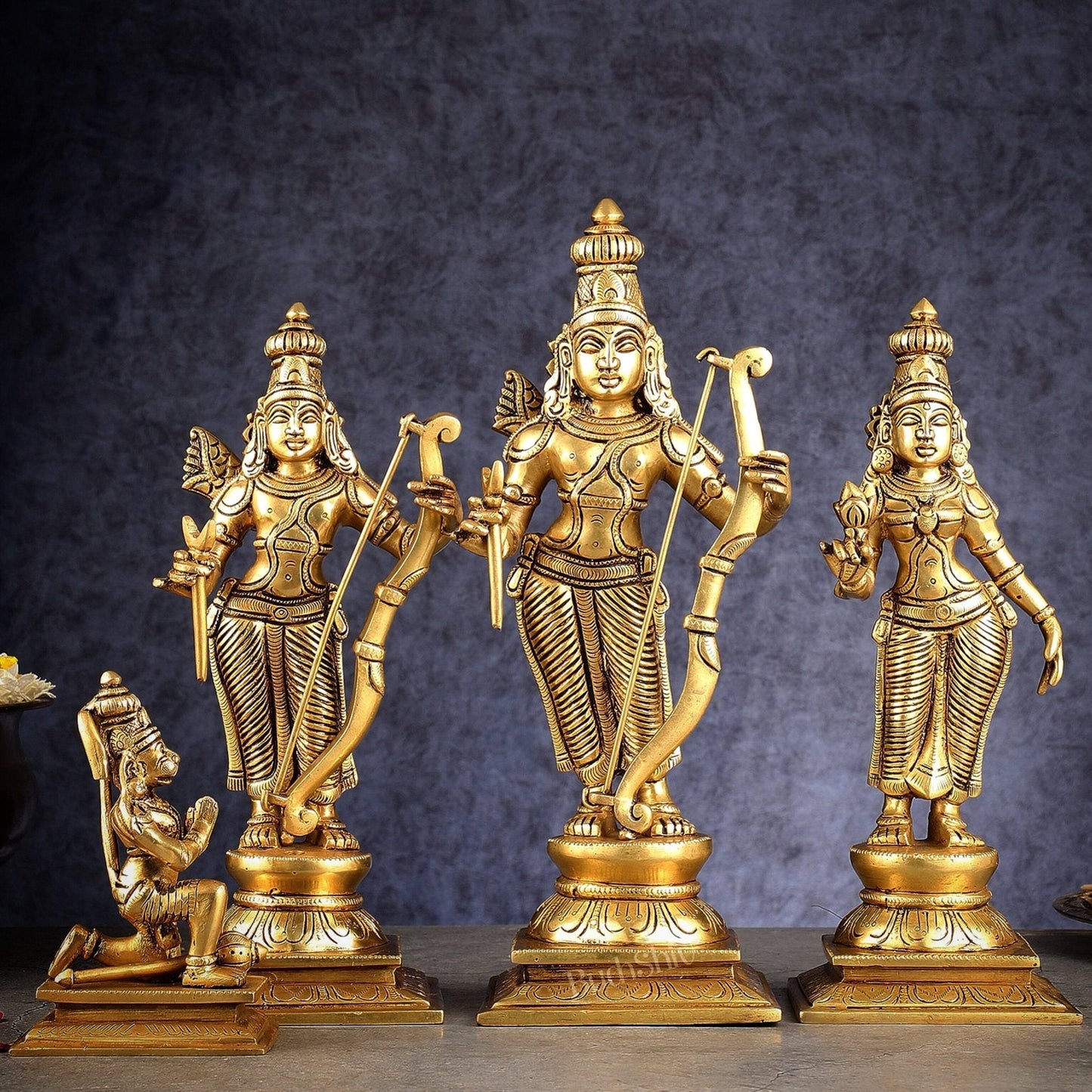 Brass Ram darbar Idols 12 inch | 100% Certified Copper & Brass - Sama Homes Idol - Brass Sculpture