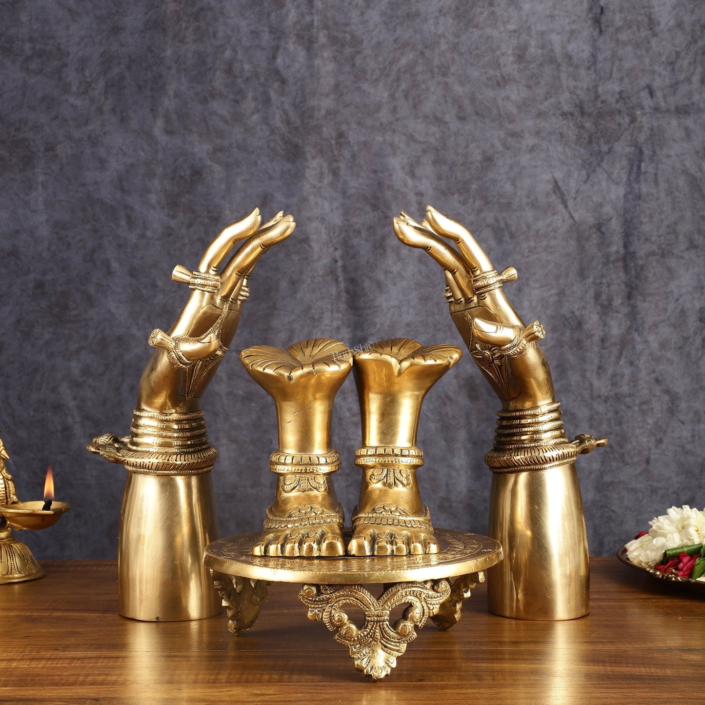 Brass Set of Goddess Arms and Feet - Intricately Crafted | 100% Certified Copper & Brass - Sama Homes Idol - Brass Sculpture