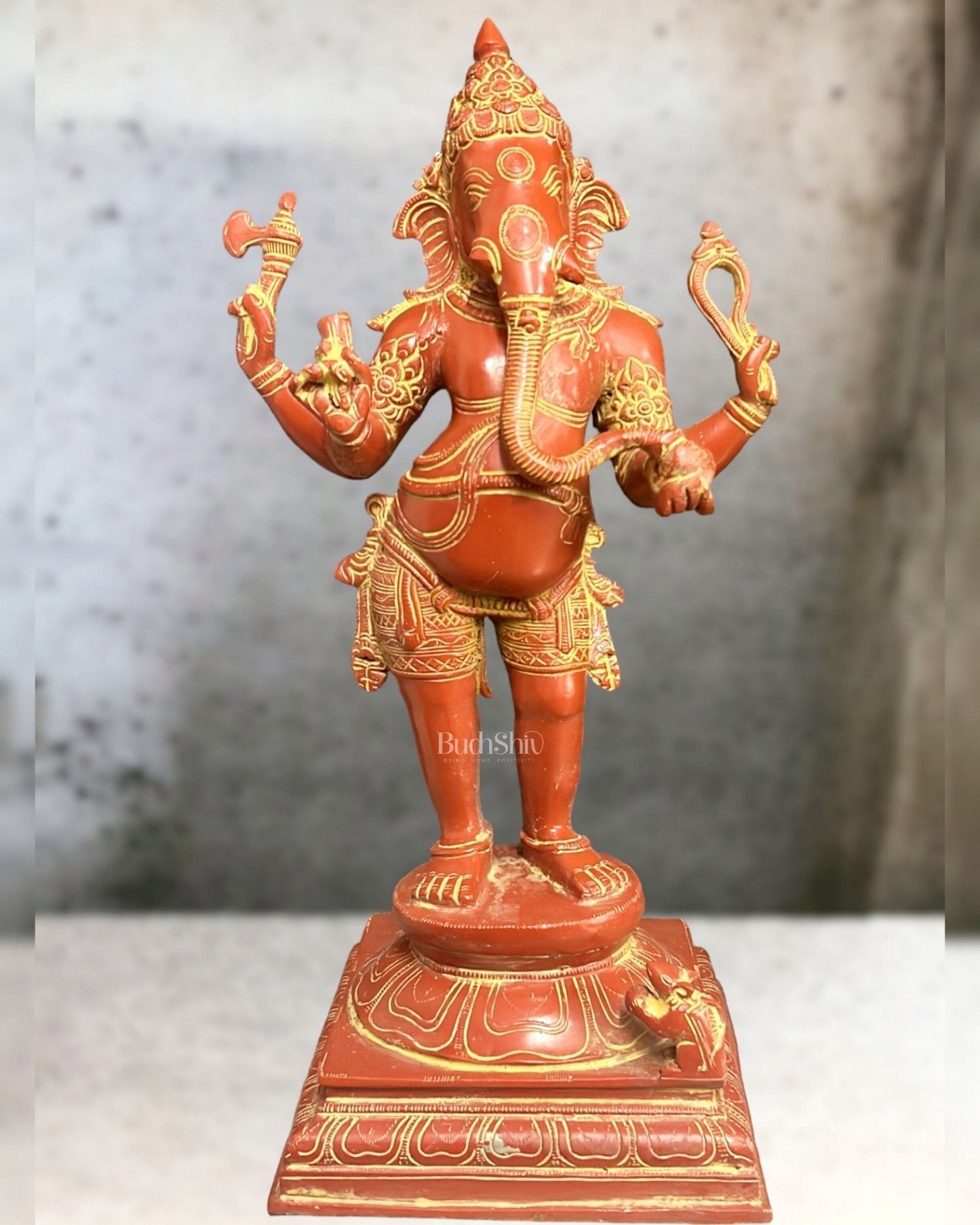 Brass Standing Lord Ganesha Statue - 20 " | 100% Certified Copper & Brass - Sama Homes Idol - Brass Sculpture