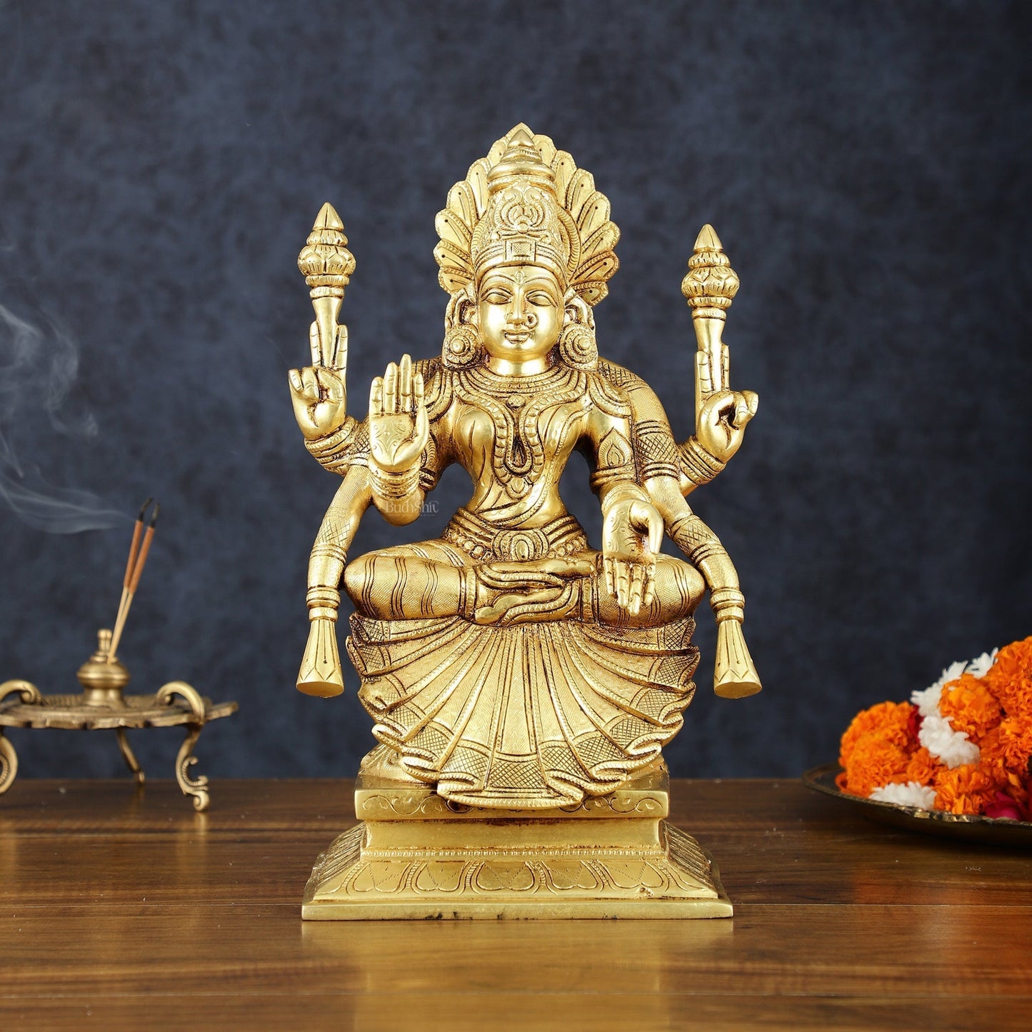 Brass Superfine Goddess Lakshmi as Padmavati Statue Murti Idol | 12.5" - Sama Homes Idol - Brass Sculpture