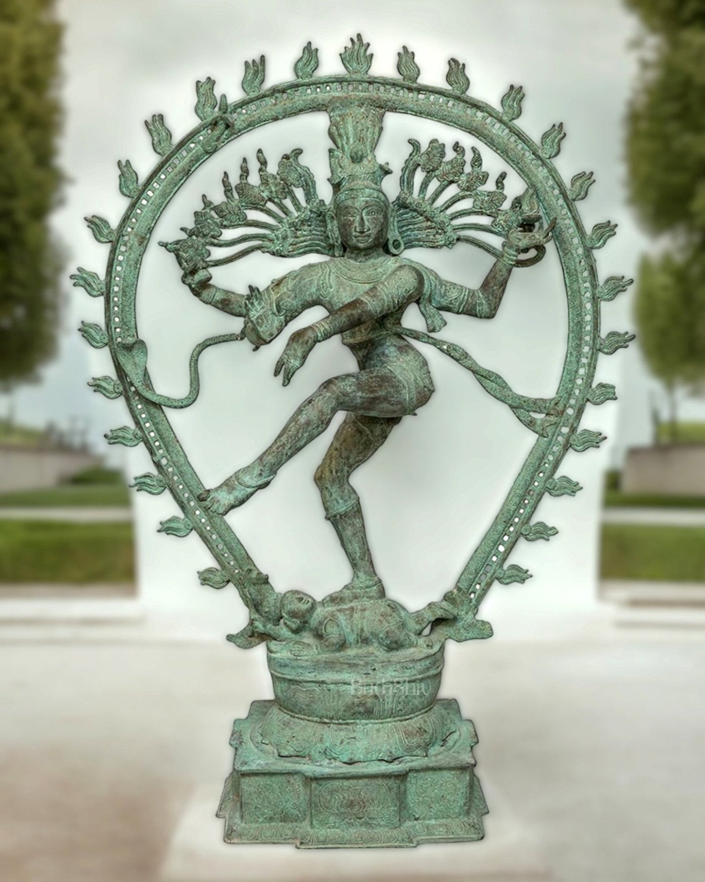 Brass Superfine Handcrafted Nataraja Statue - Green Patina Finish - 56 Inch - Sama Homes Idol - Brass Sculpture