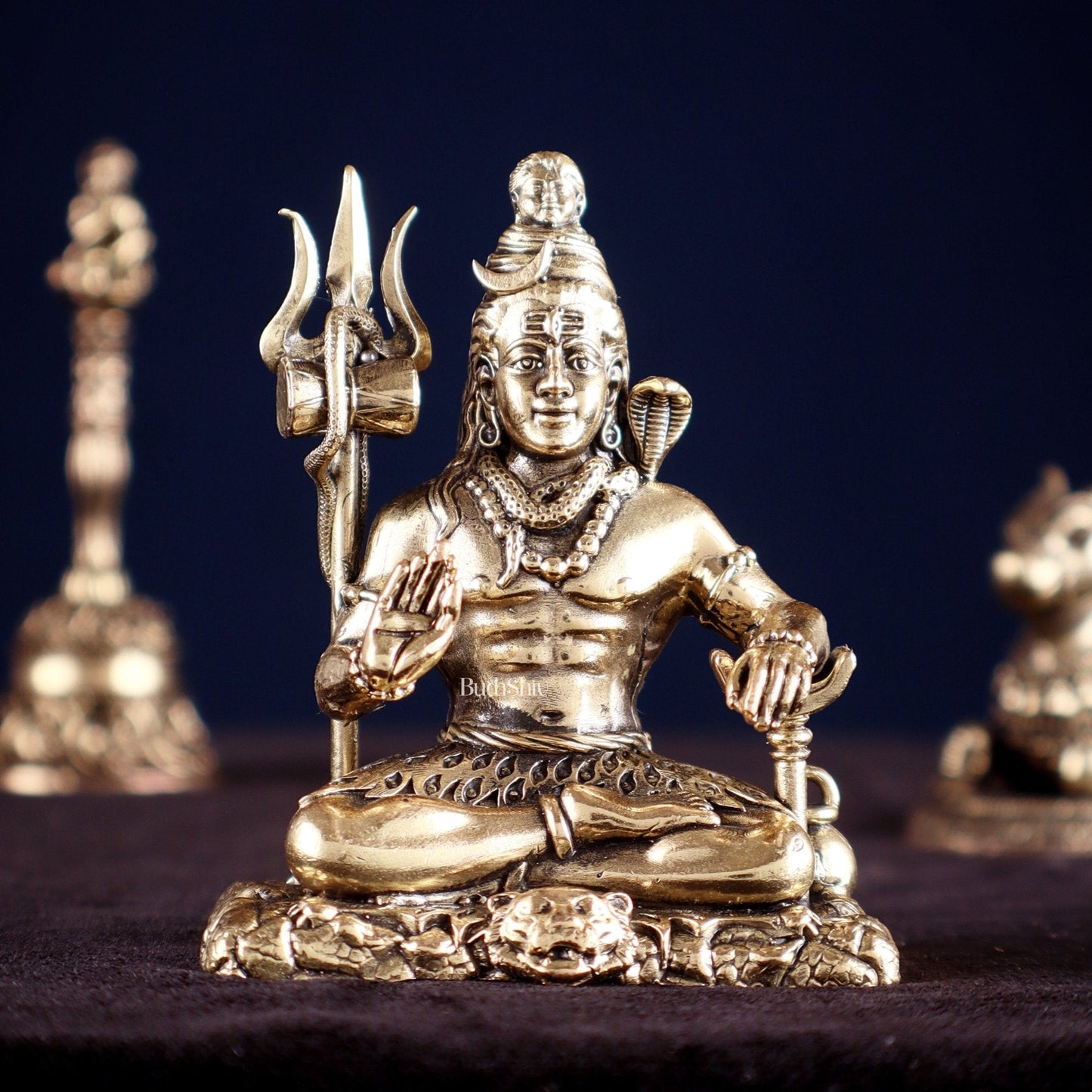 Brass Superfine Lord Shiva Aashirwaad Mudra Idol – Intricately Crafted 4 inch - Sama Homes Idol - Brass Sculpture