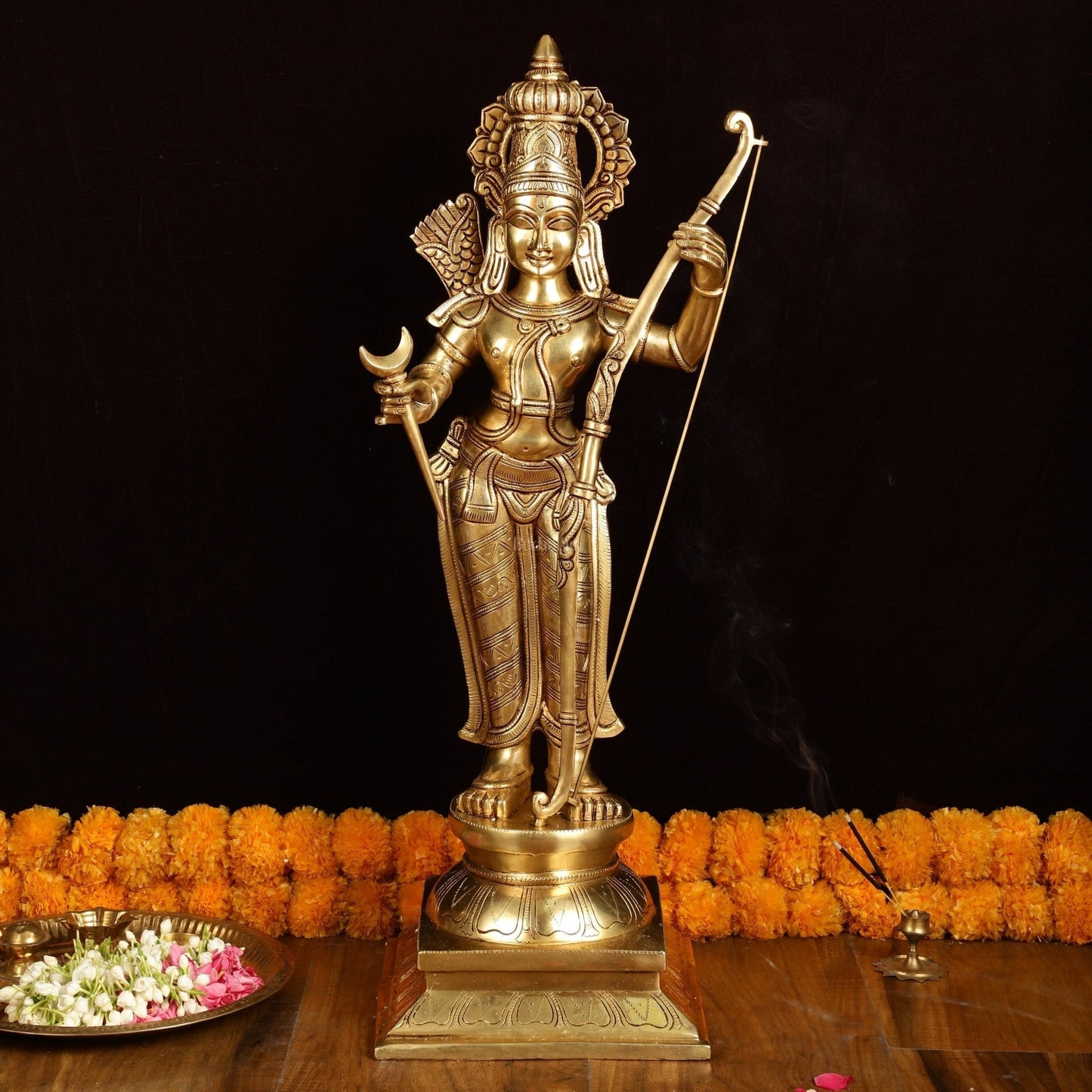 Brass Superfine Magnificent Lord Rama Statue | 27" Tall - Sama Homes Idol - Brass Sculpture