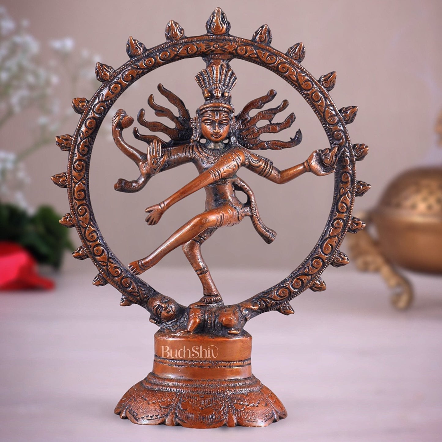 Brass Superfine Nataraja Idol - 7.5 Inch light orange tone - Sama Homes Idol - Brass Sculpture