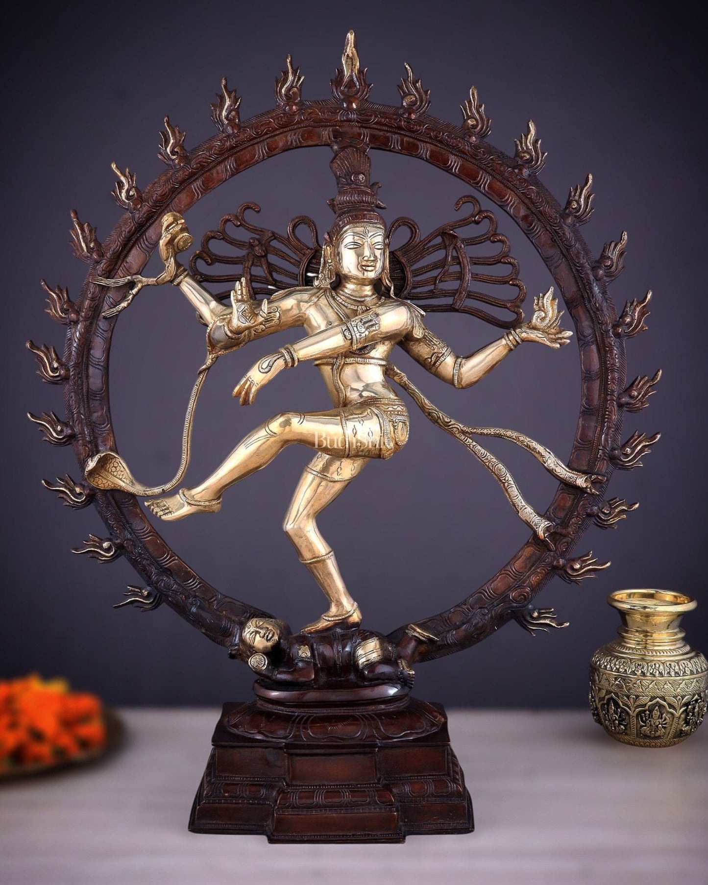 Brass Superfine Nataraja Statue 25" Double Chola tone - Sama Homes Idol - Brass Sculpture