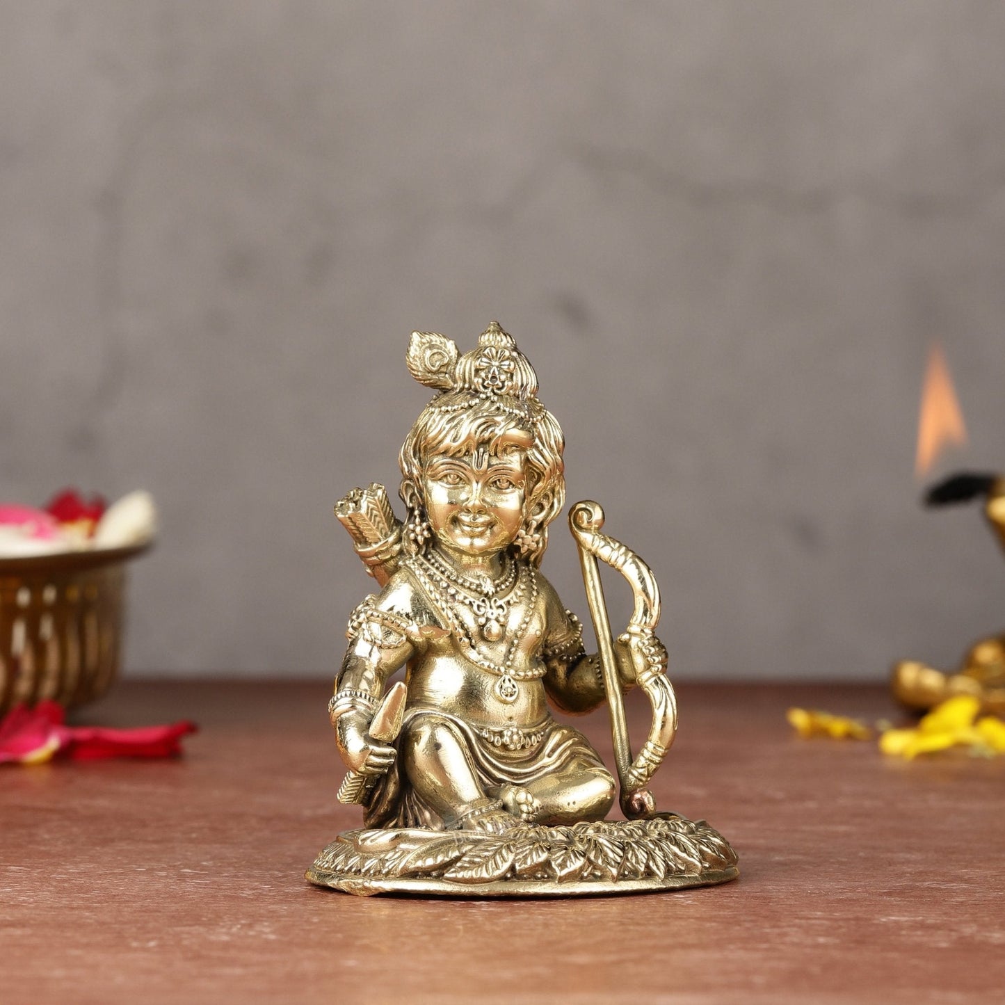 Brass Superfine Ram Lalla Idol | 3.5" - Sama Homes Idol - Brass Sculpture