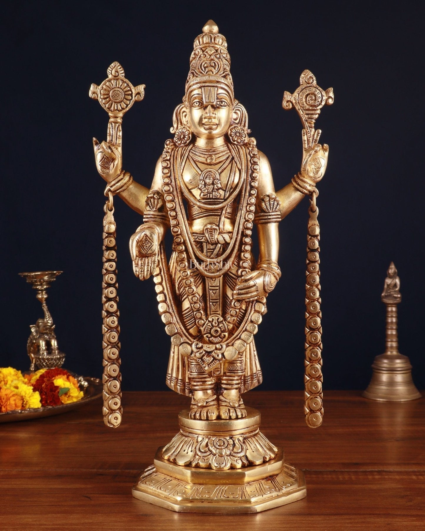 Brass Superfine Tirupati Balaji Idol – 14.5 Inch - Sama Homes Idol - Brass Sculpture