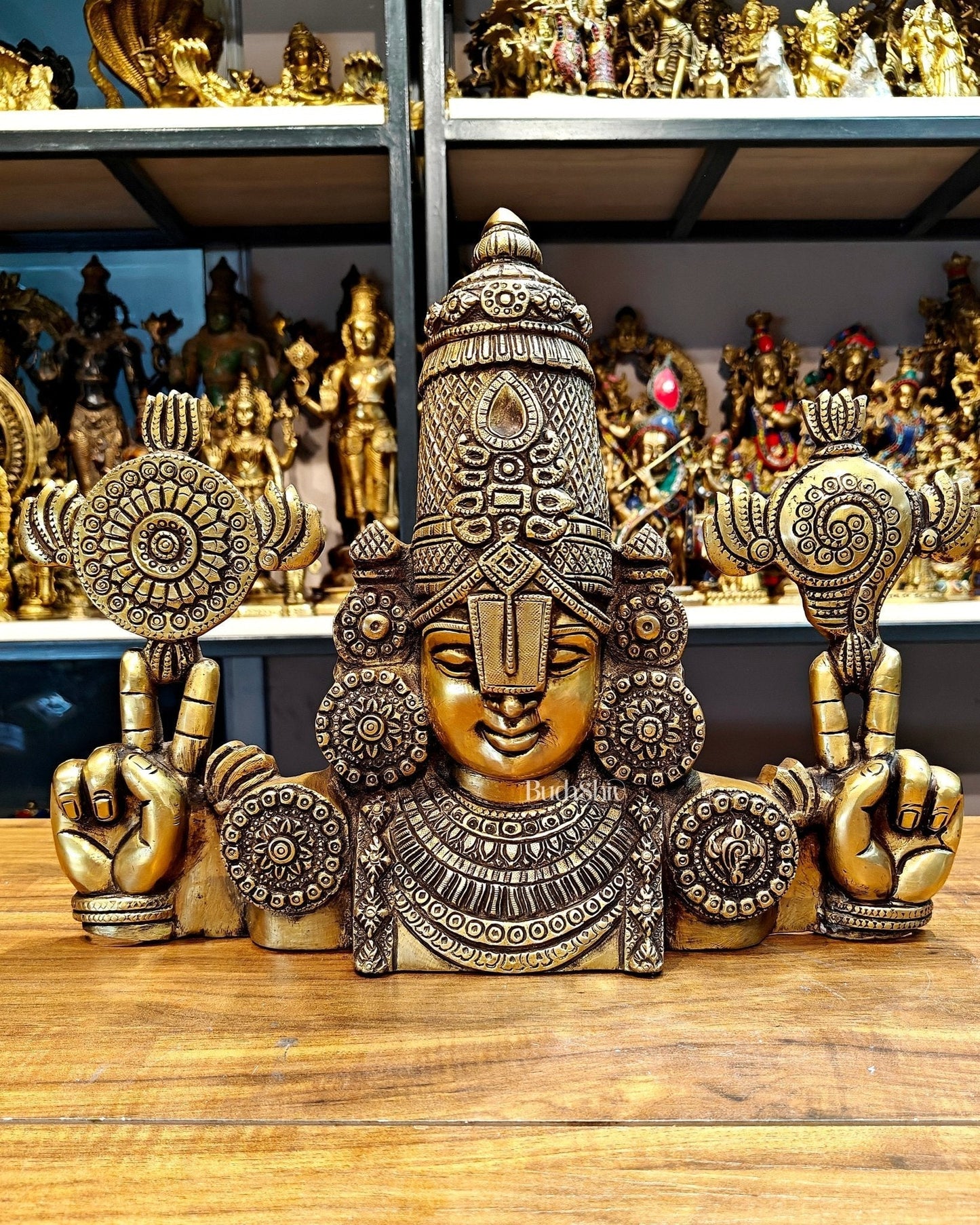 Brass Superfine Tirupati Balaji Wall Hanging - 12x16 Inch - Sama Homes Idol - Brass Sculpture