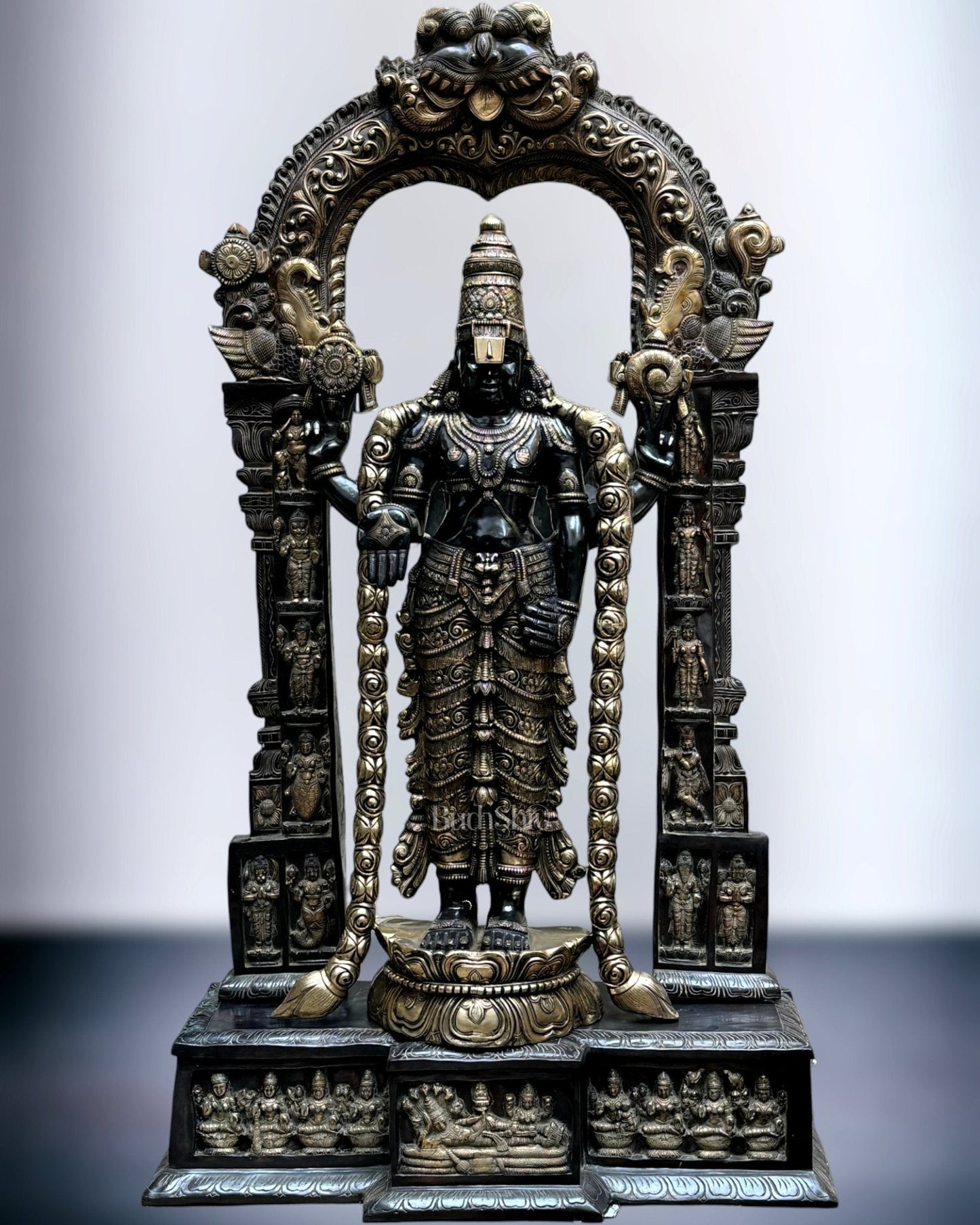 Brass Tirupati Balaji Lord Venkateshwara Statue 86" Large - Sama Homes Idol - Brass Sculpture
