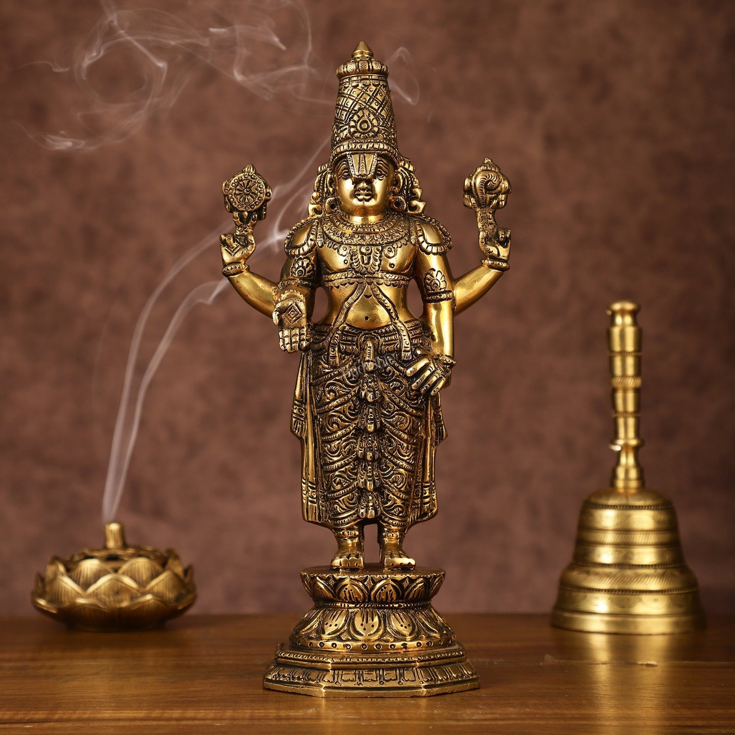 Brass Tirupati Balaji Statue | 12" Height | Divine Elegance - Sama Homes Idol - Brass Sculpture
