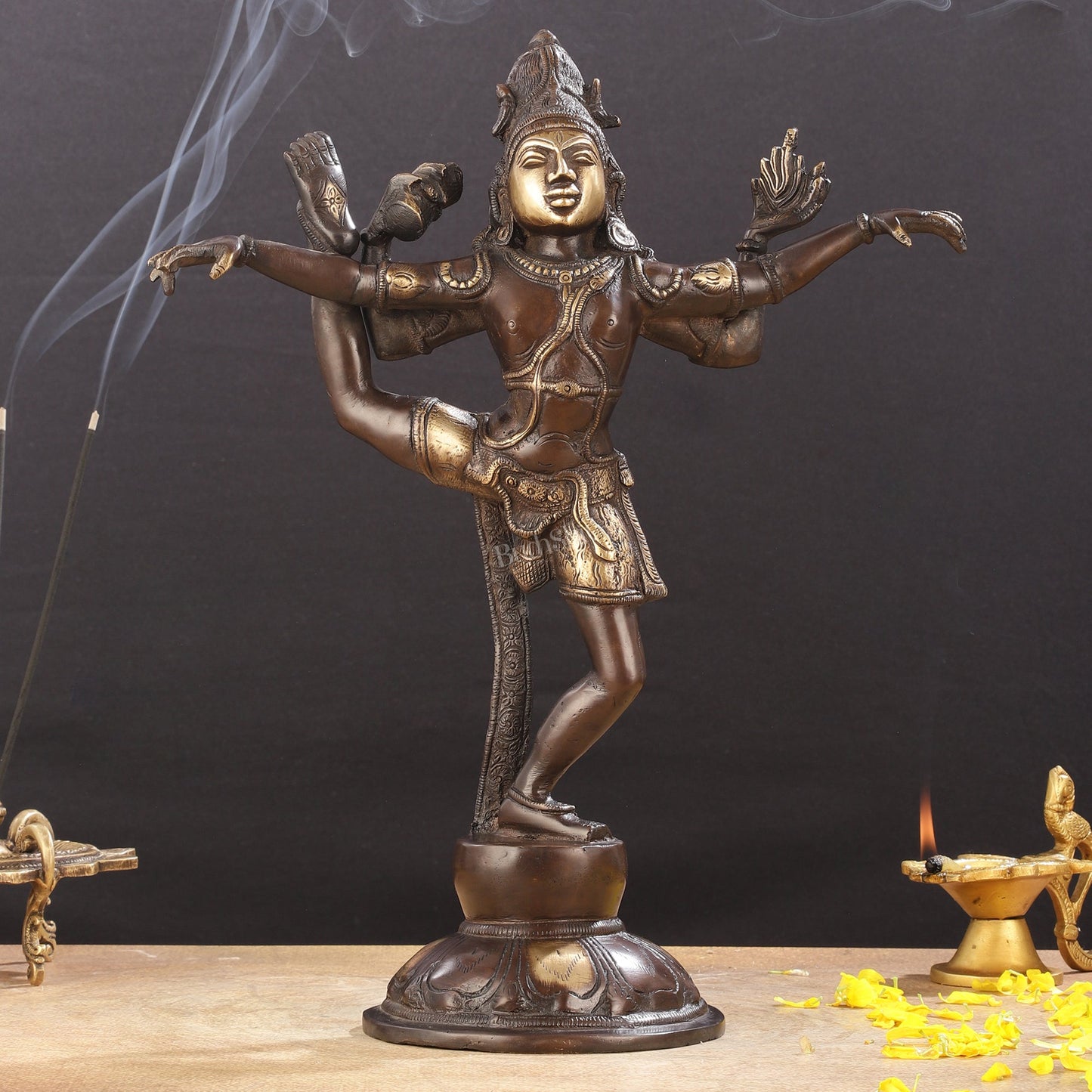 Brass Yogeshwar Dancing Shiva Idol - 14 inch - Sama Homes Idol - Brass Sculpture