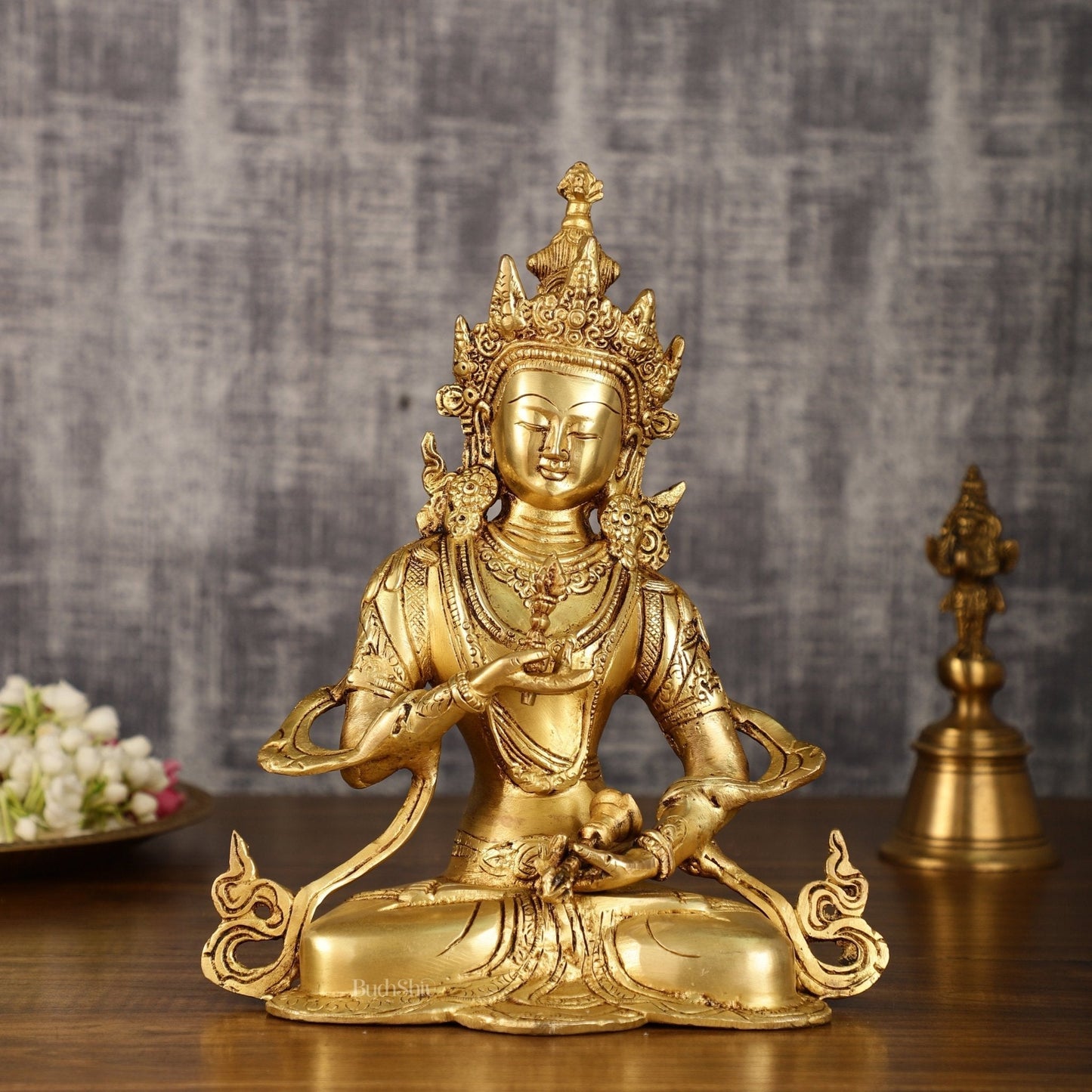 Buddhist Deity Vajrasattva Brass Statue | 10.5 Inch Height | 2.8 KG - Sama Homes Idol - Brass Sculpture
