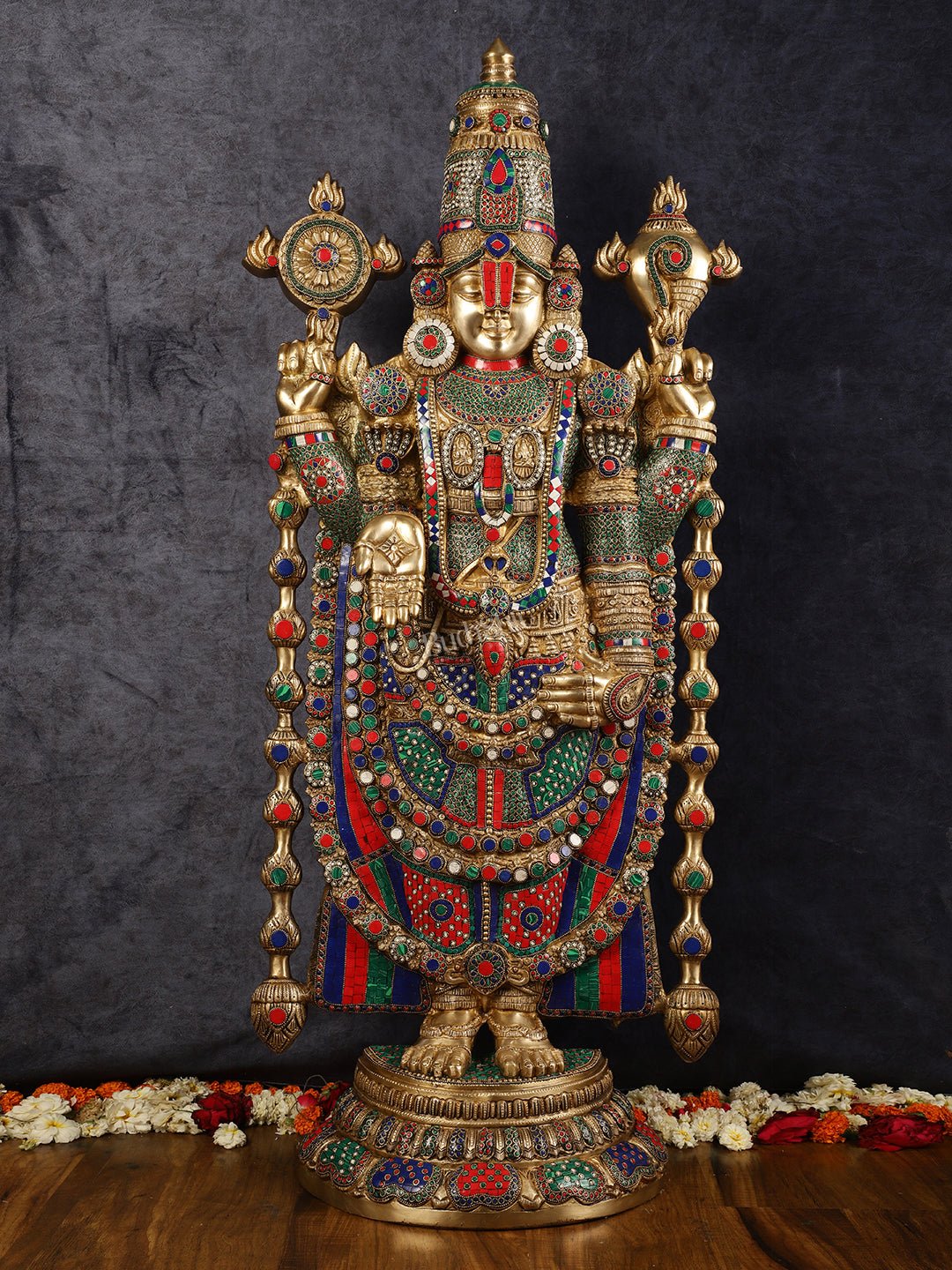 Divine Brass Tirupati Balaji Idol 48 inch - Sama Homes Idol - Brass Sculpture