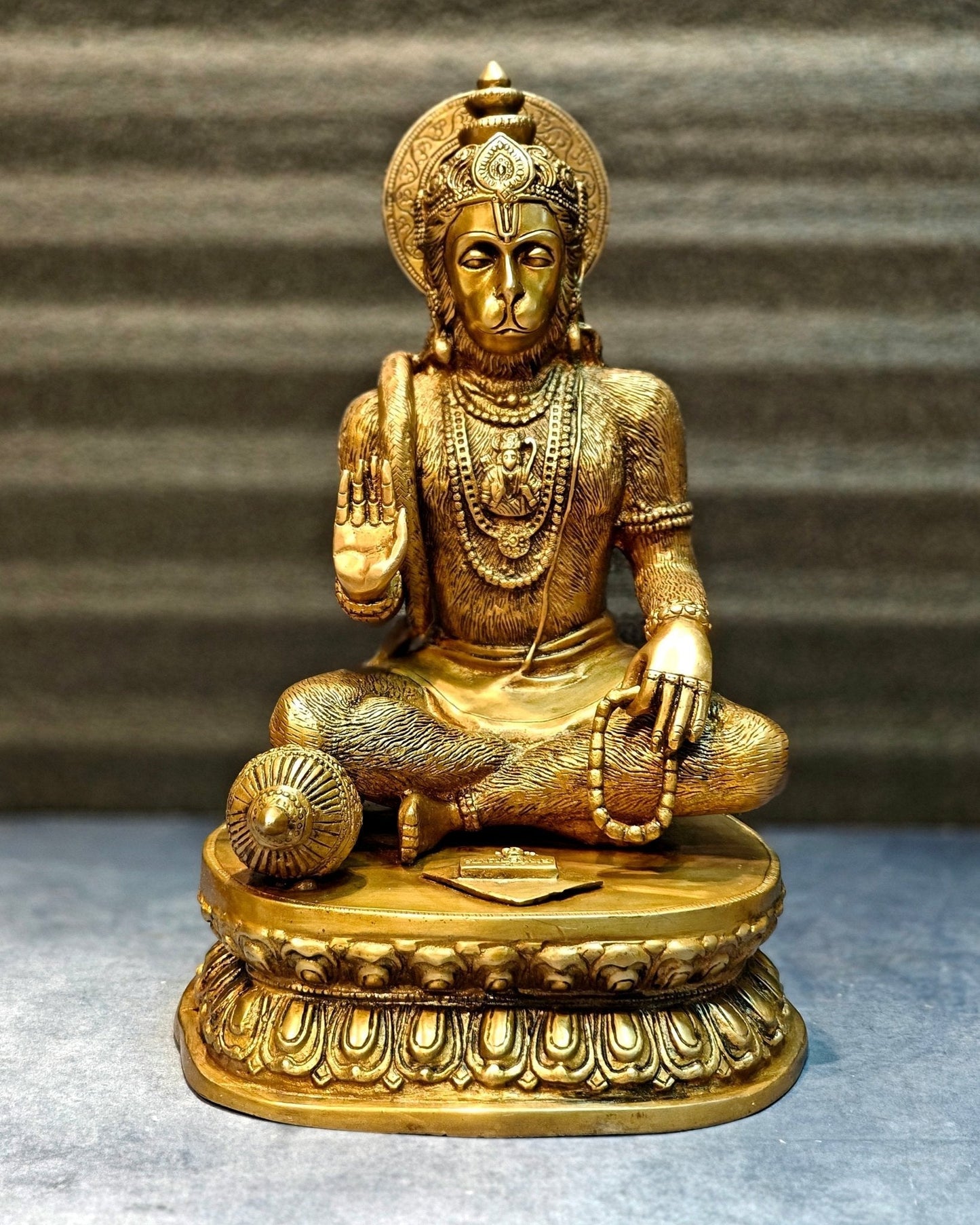 Divine Pure Brass Blessing Hanuman Idol - 14" - Sama Homes Idol - Brass Sculpture