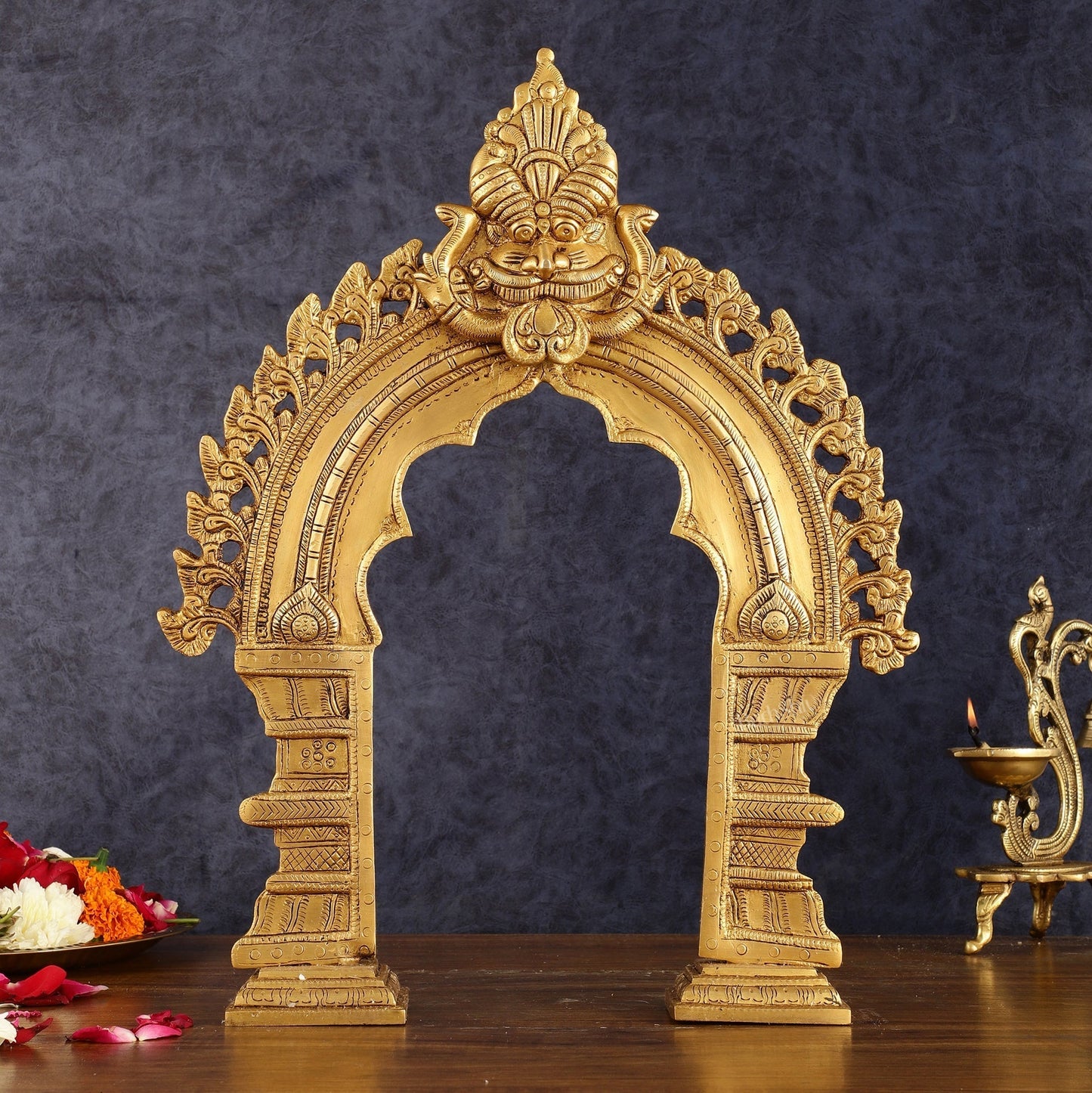 Exquisite Brass Standing Prabhavali Arch Frame 17 inch - Sama Homes Idol - Brass Sculpture