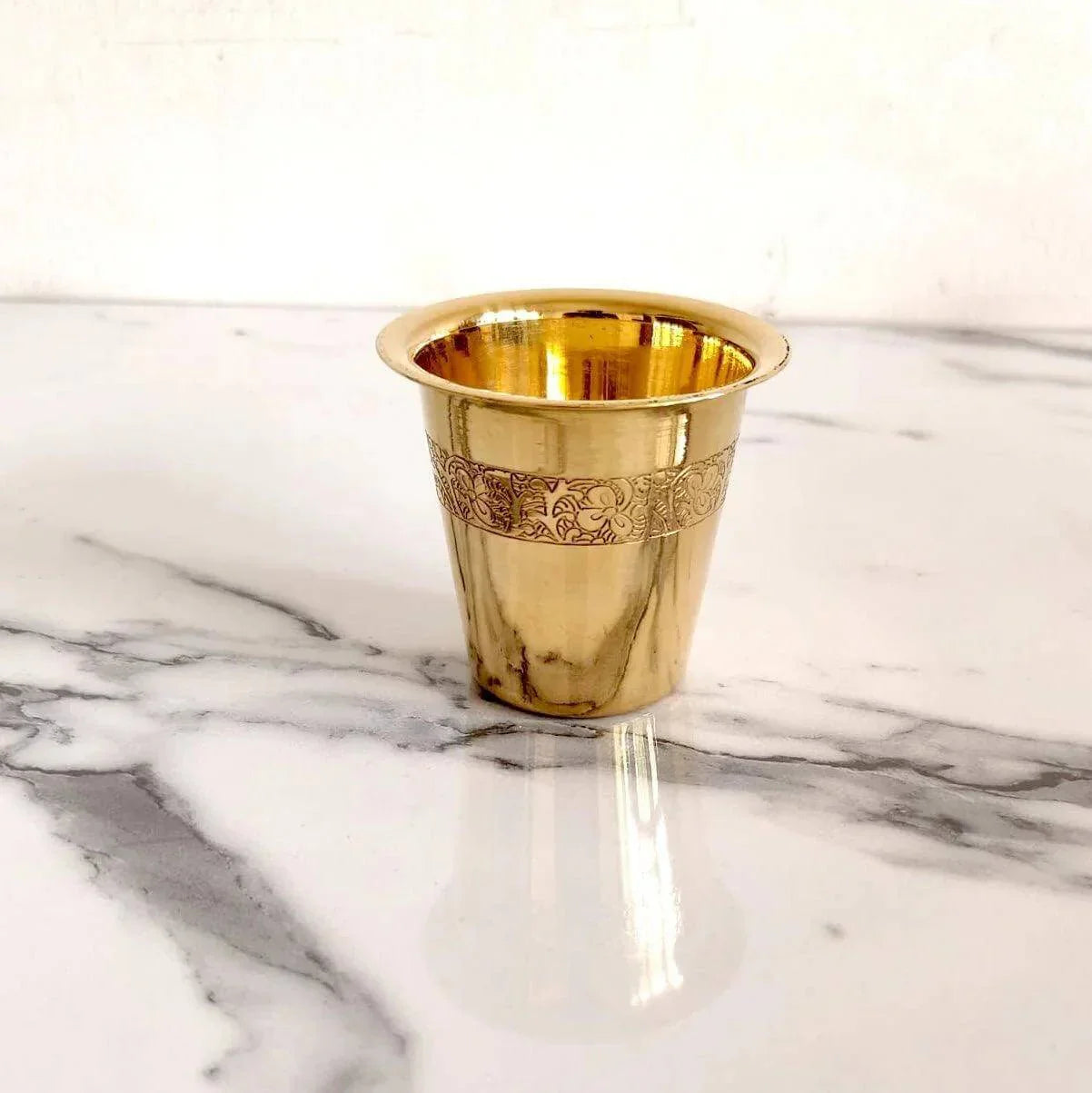 Handcrafted Brass Etched Tea Glass – 120ml, Traditional Indian Drinkware – Image 4