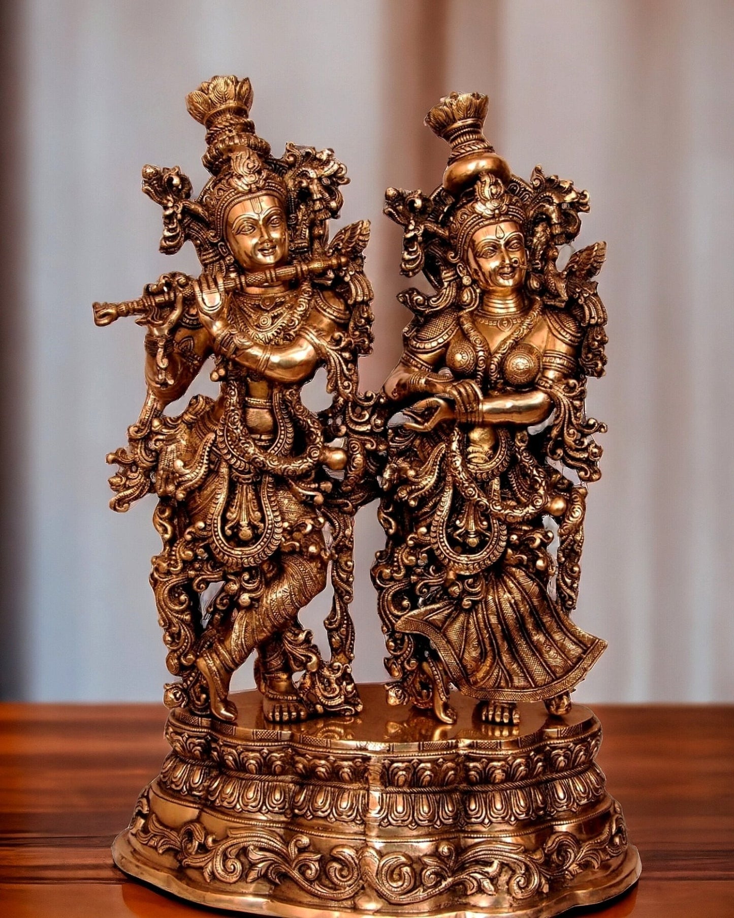 Handmade Brass Radha krishna Idols 28 inch - Sama Homes Idol - Brass Sculpture