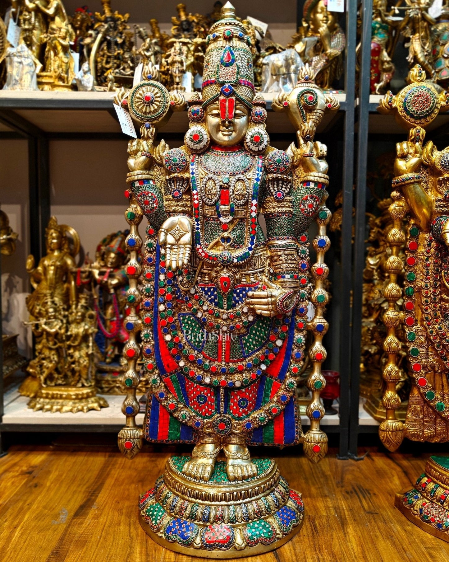 Majestic Tirupati Balaji Venkateshwar Brass Statue 48 inch - Sama Homes Idol - Brass Sculpture