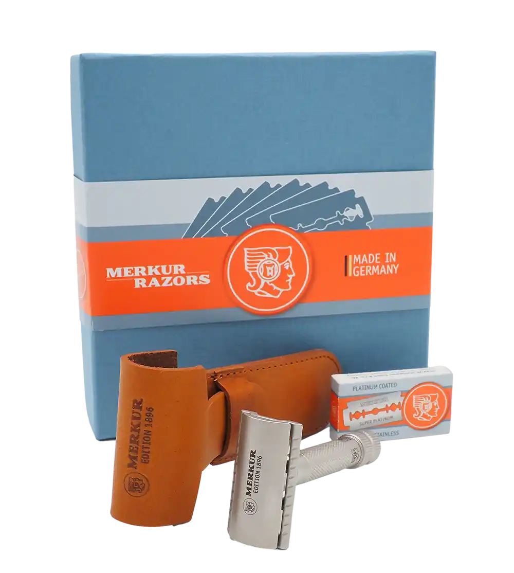 Merkur 34-INOX 3-Piece DE Safety Razor, Closed Comb, Standard Handle, Stainless Steel