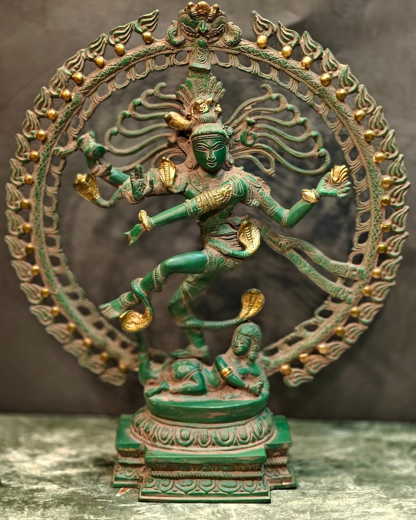 Nataraja Antique style Brass Statue | 20" Height - Sama Homes Idol - Brass Sculpture