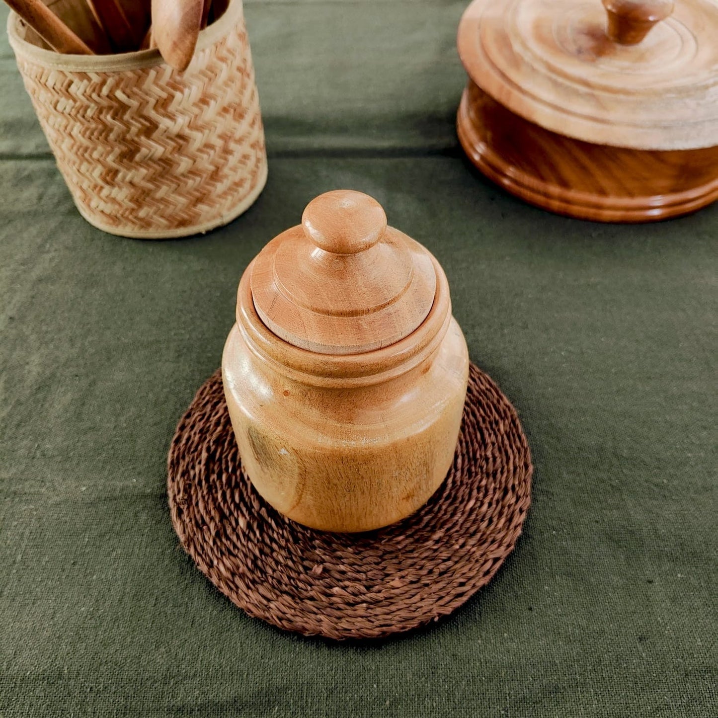 Neem Wood Storage Jar – Image 3