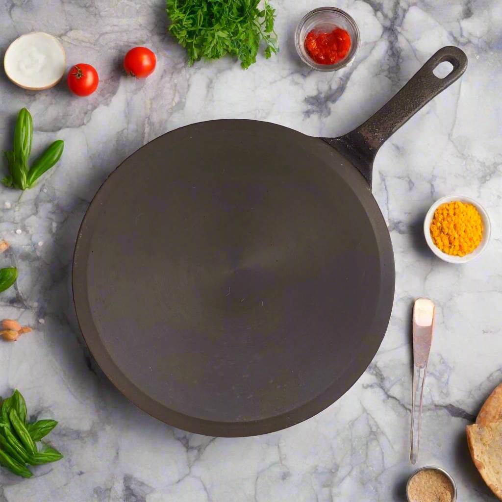 Cast Iron Concave Tawa With Long Handle – Image 2