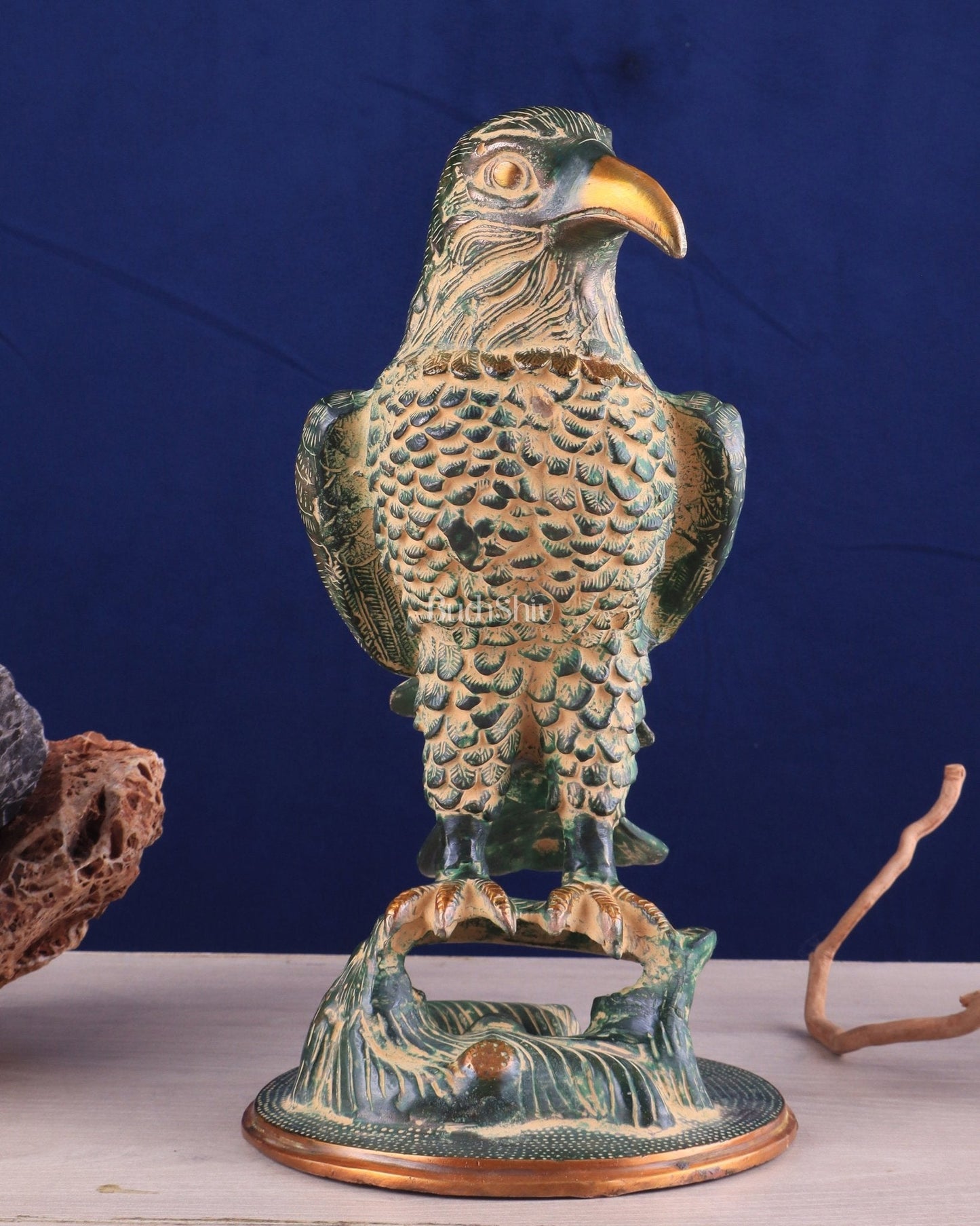 Pure Brass Eagle Statue in Antique patina | Vastu & Feng Shui 13" - Sama Homes Idol - Brass Sculpture