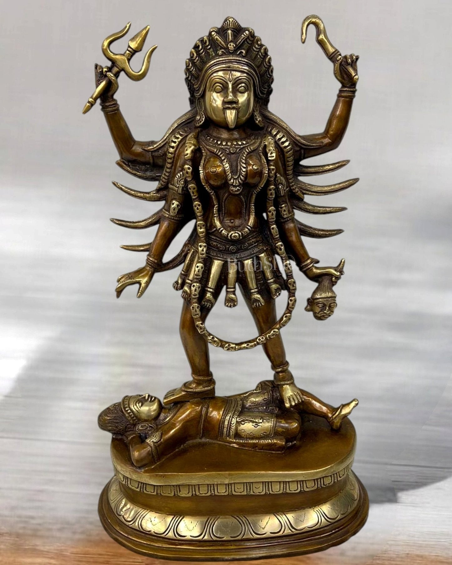 Pure Brass Kali Mata Idol - 18" - Sama Homes Idol - Brass Sculpture